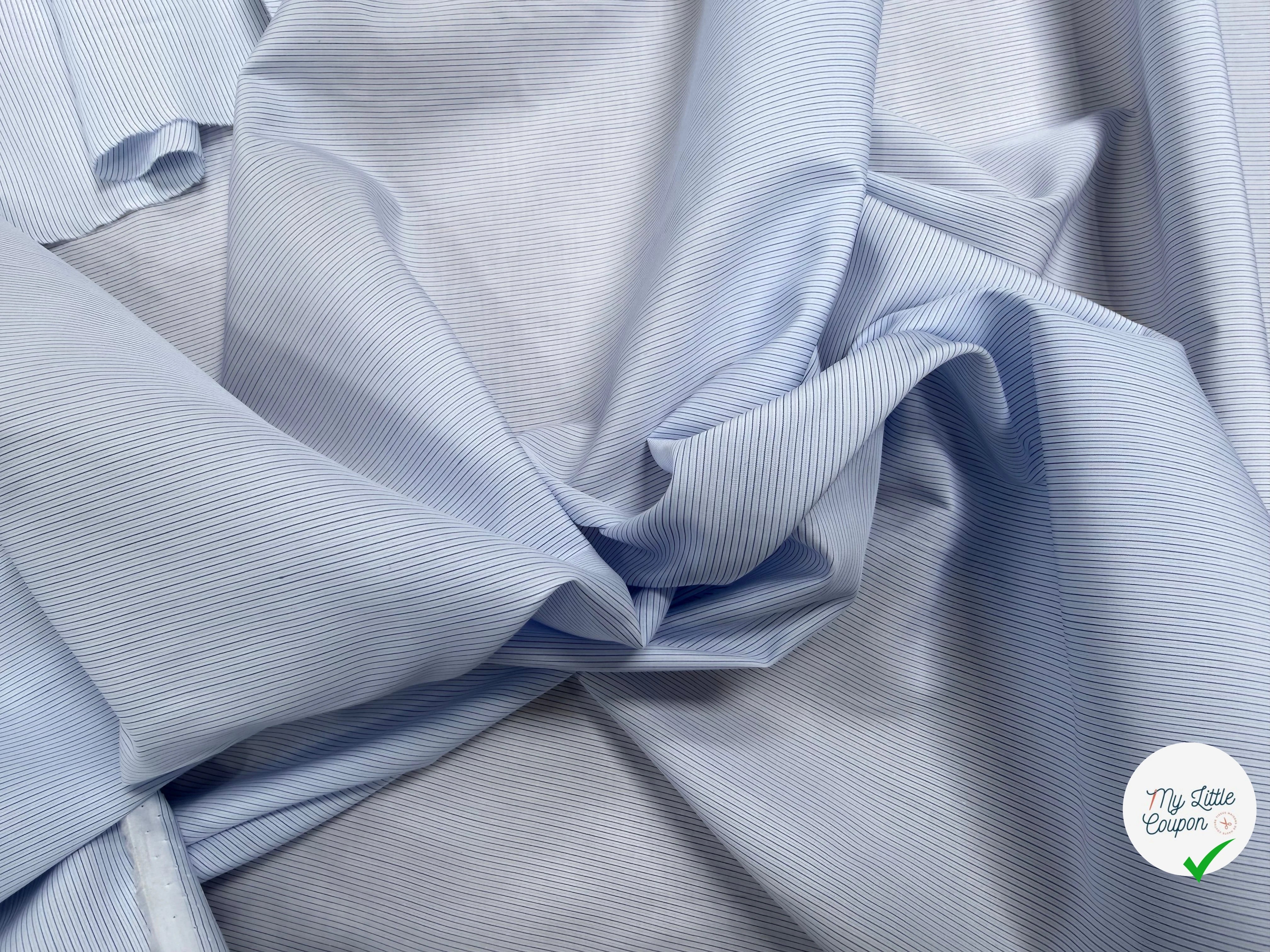 POPELINE COTON RAYURES BLEU ITALIE QUALITÉ FROIDE COUTURE - My Little Coupon