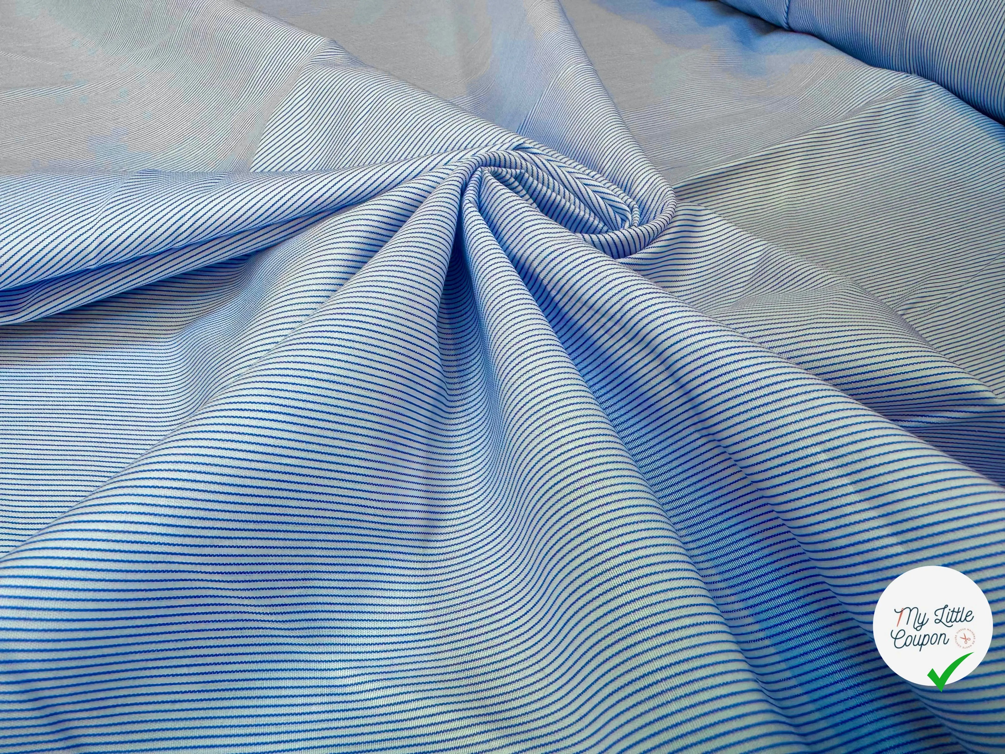 POPELINE DE COTON 100% COTON A RAYURES VERTICALES NAVY ET BLANC - My Little Coupon
