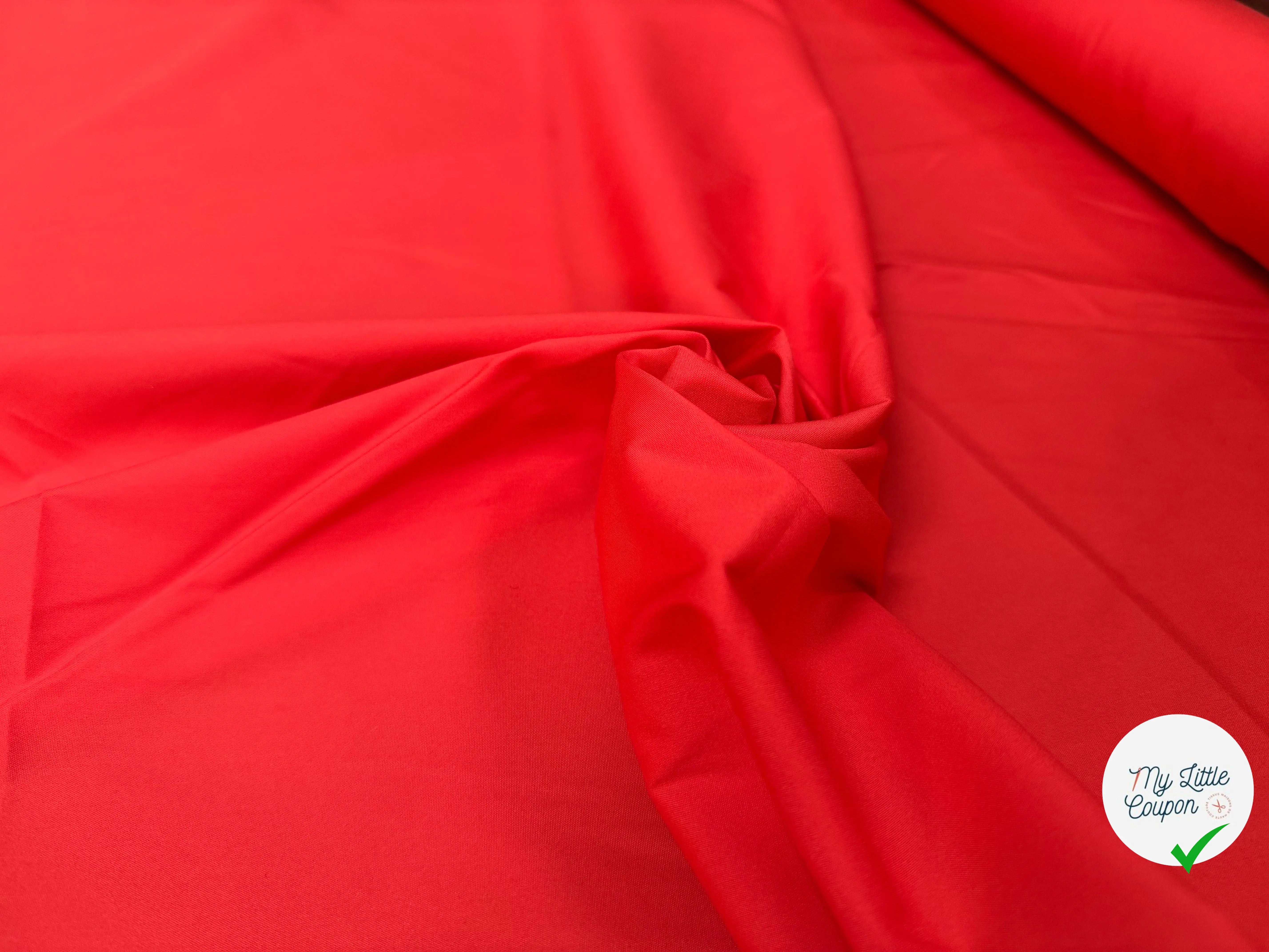 POPELINE DE COTON 100% COTON UNIE ROUGE - My Little Coupon