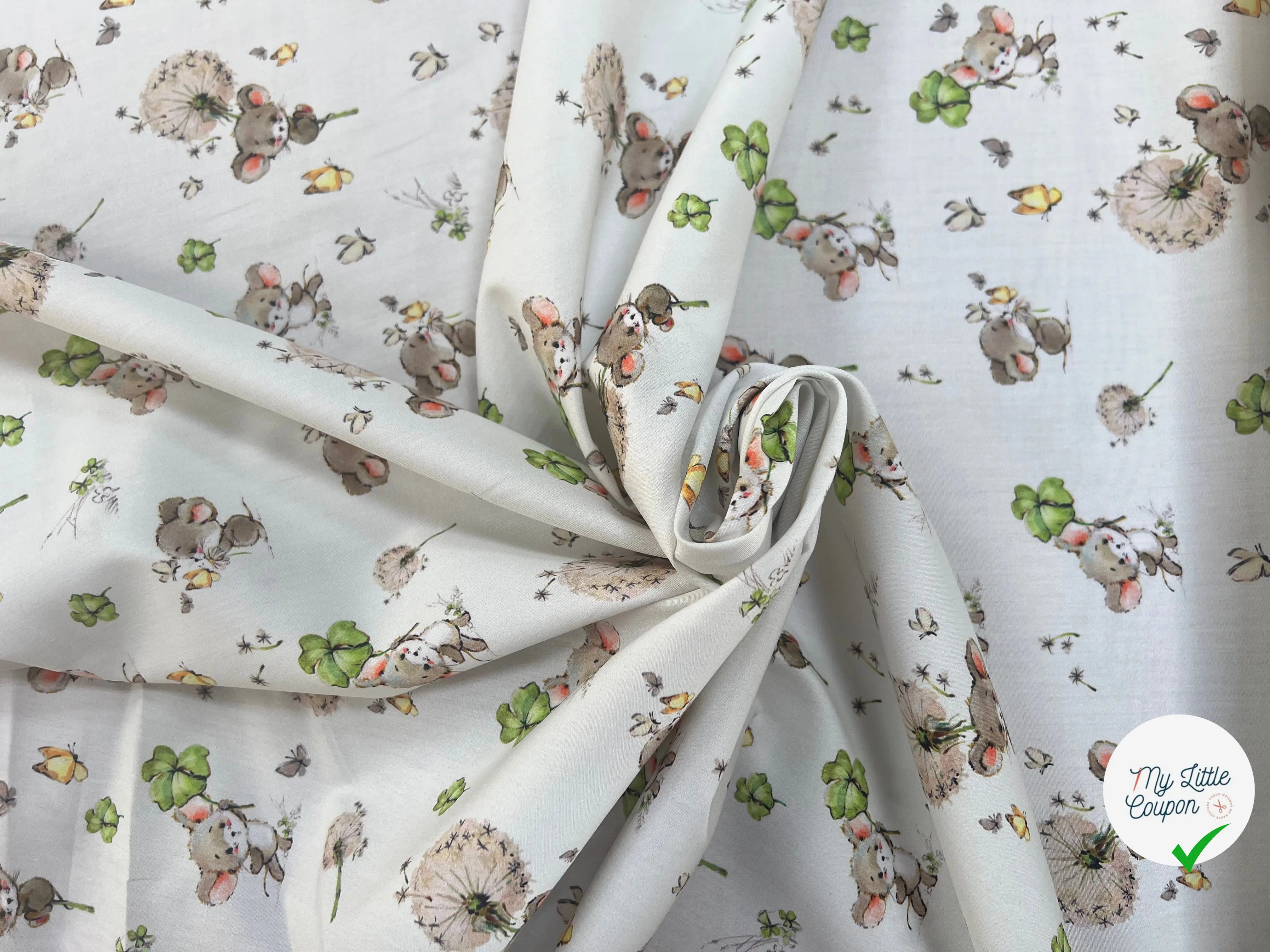 POPELINE DE COTON 120 FILS ENFANT PETITE SOURIS BLANC - My Little Coupon