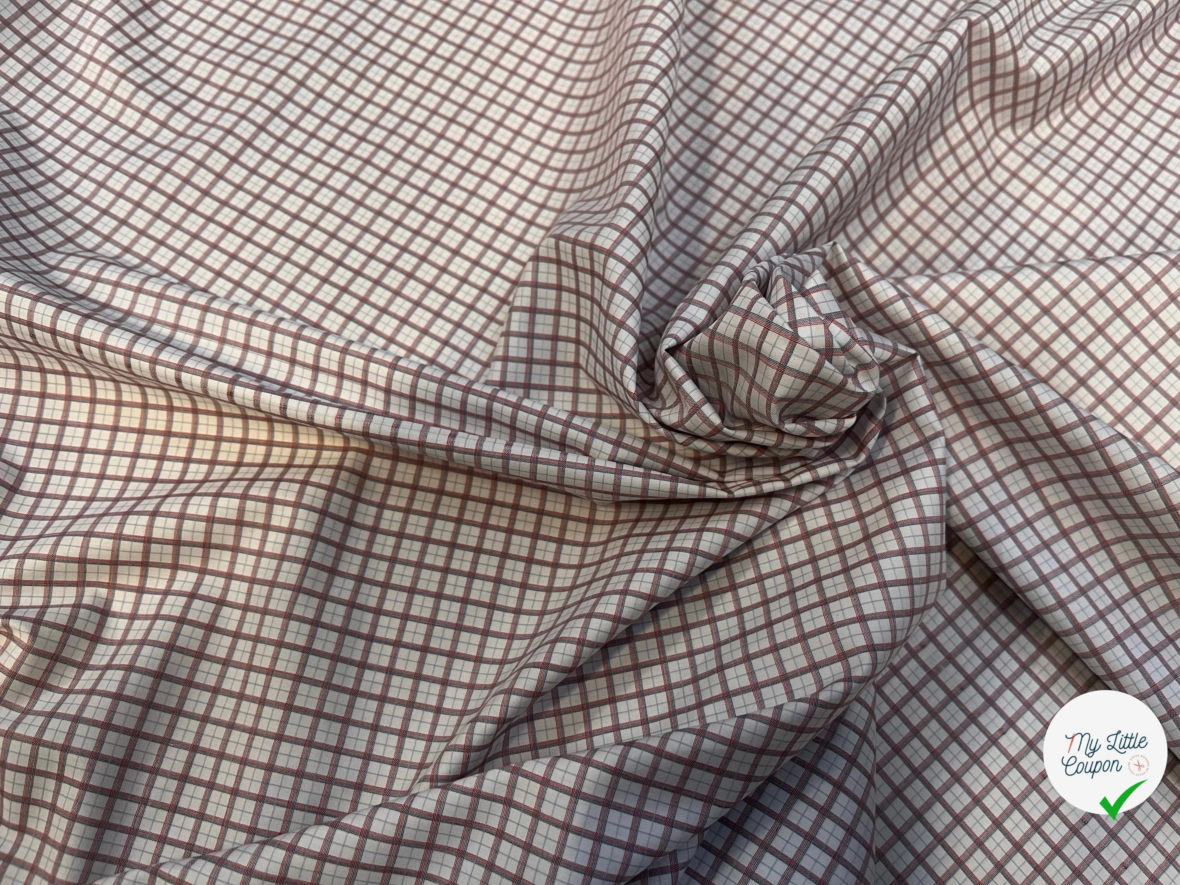 POPELINE DE COTON À CARREAUX BLEU ET ROUGE - My Little Coupon