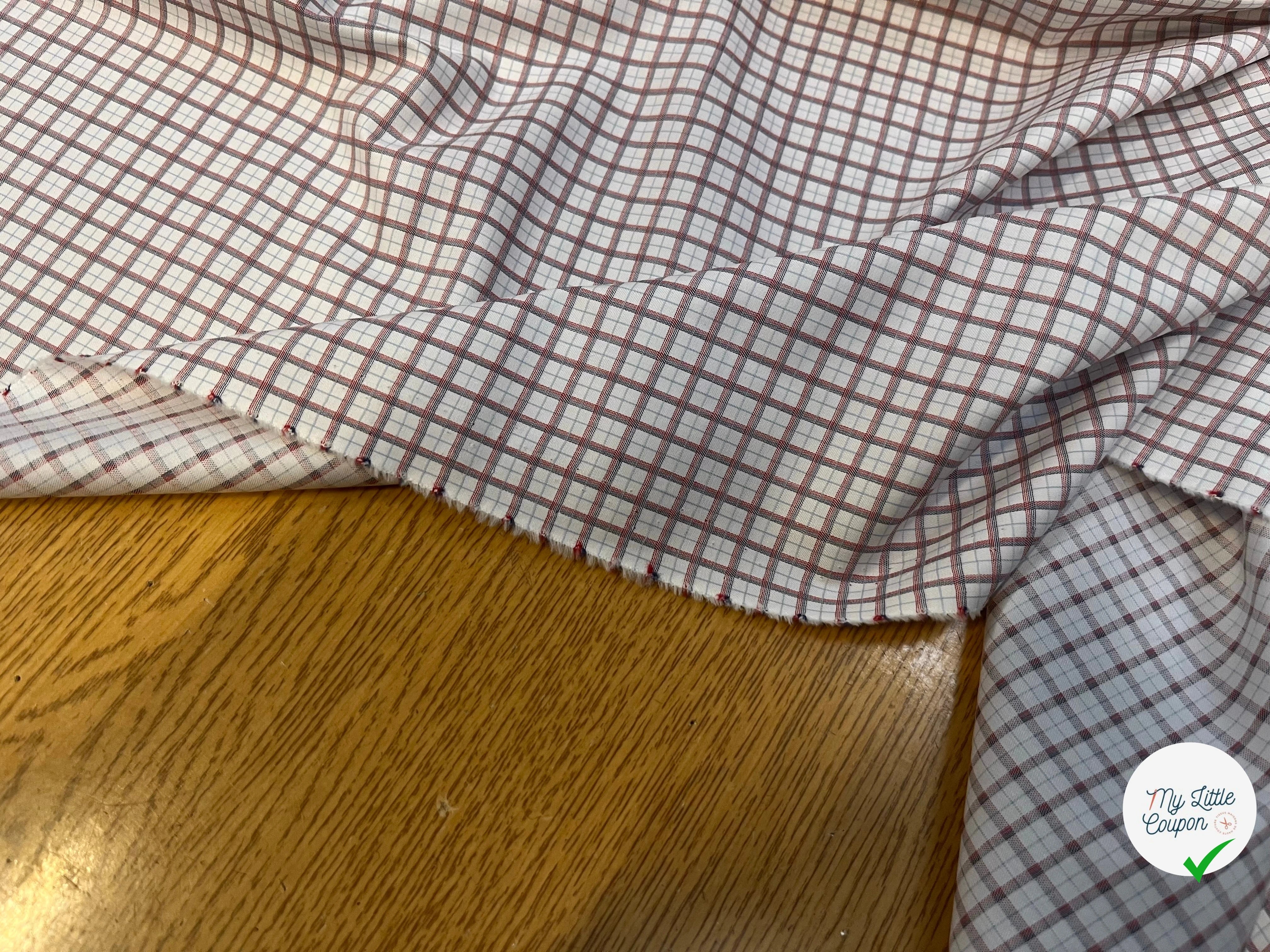 POPELINE DE COTON À CARREAUX BLEU ET ROUGE - My Little Coupon