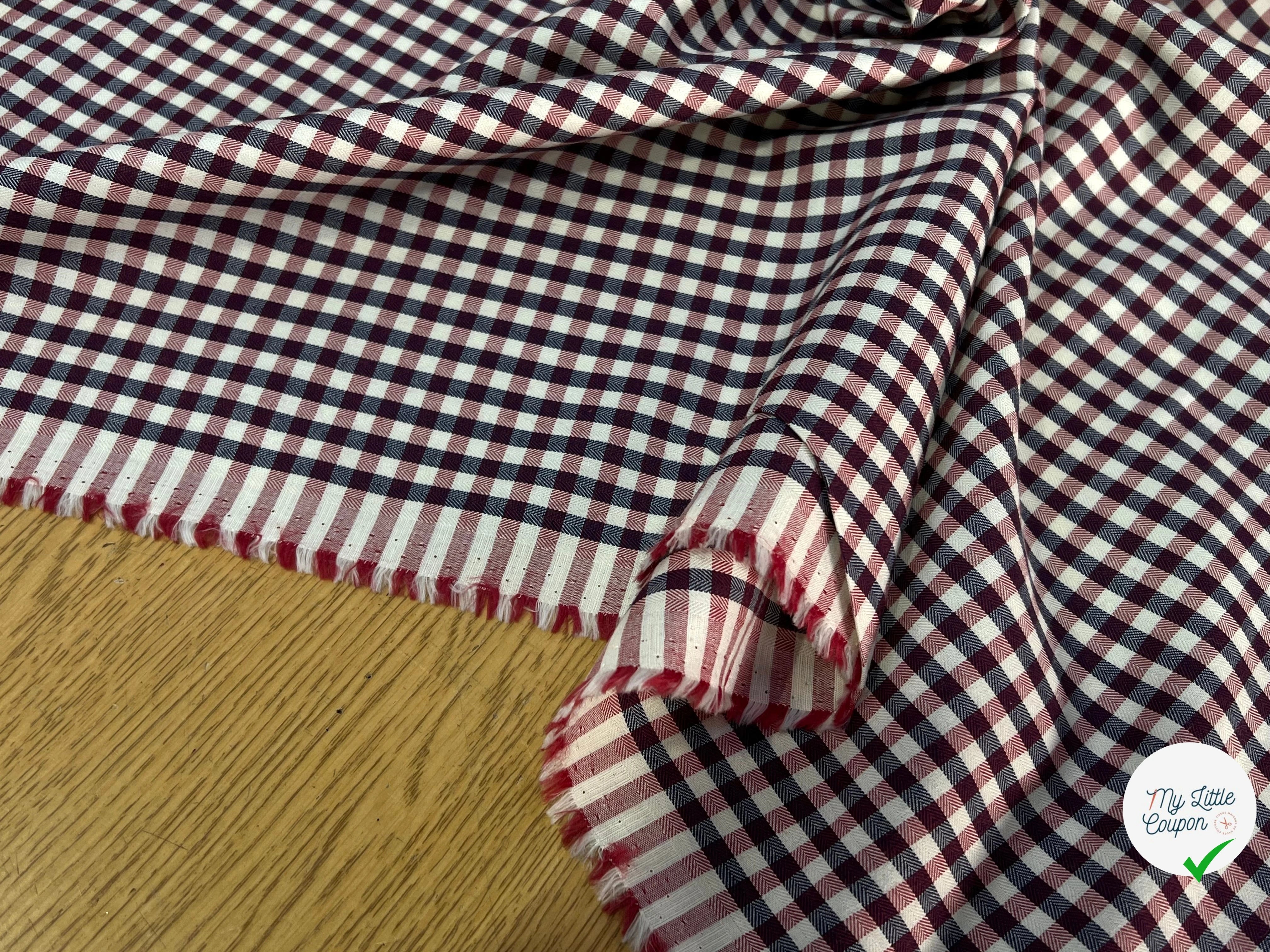 POPELINE DE COTON À CARREAUX ÉCRU ET ROUGE ULTRA CHIC - My Little Coupon