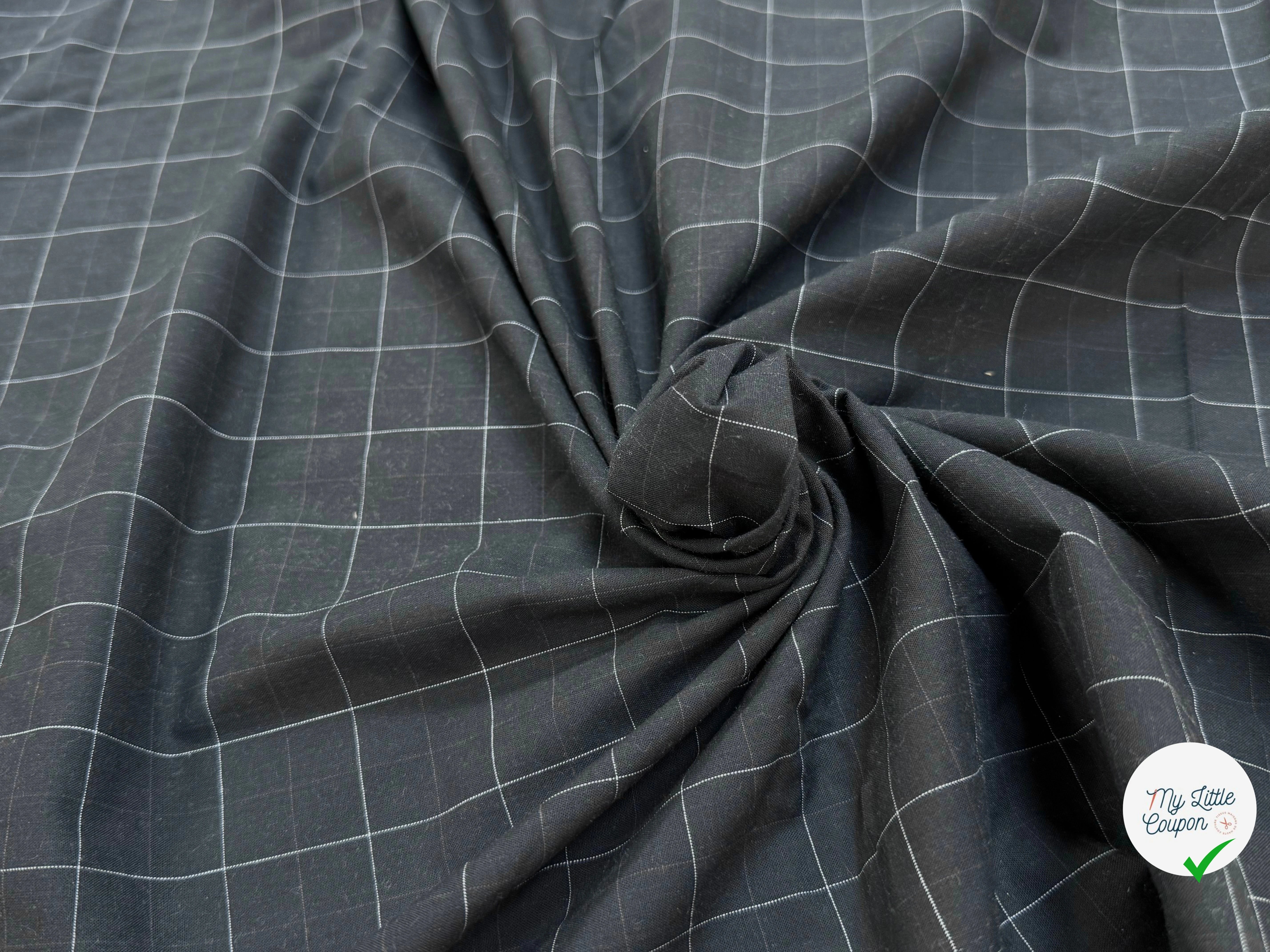 POPELINE DE COTON À CARREAUX NOIR COUTURE - My Little Coupon