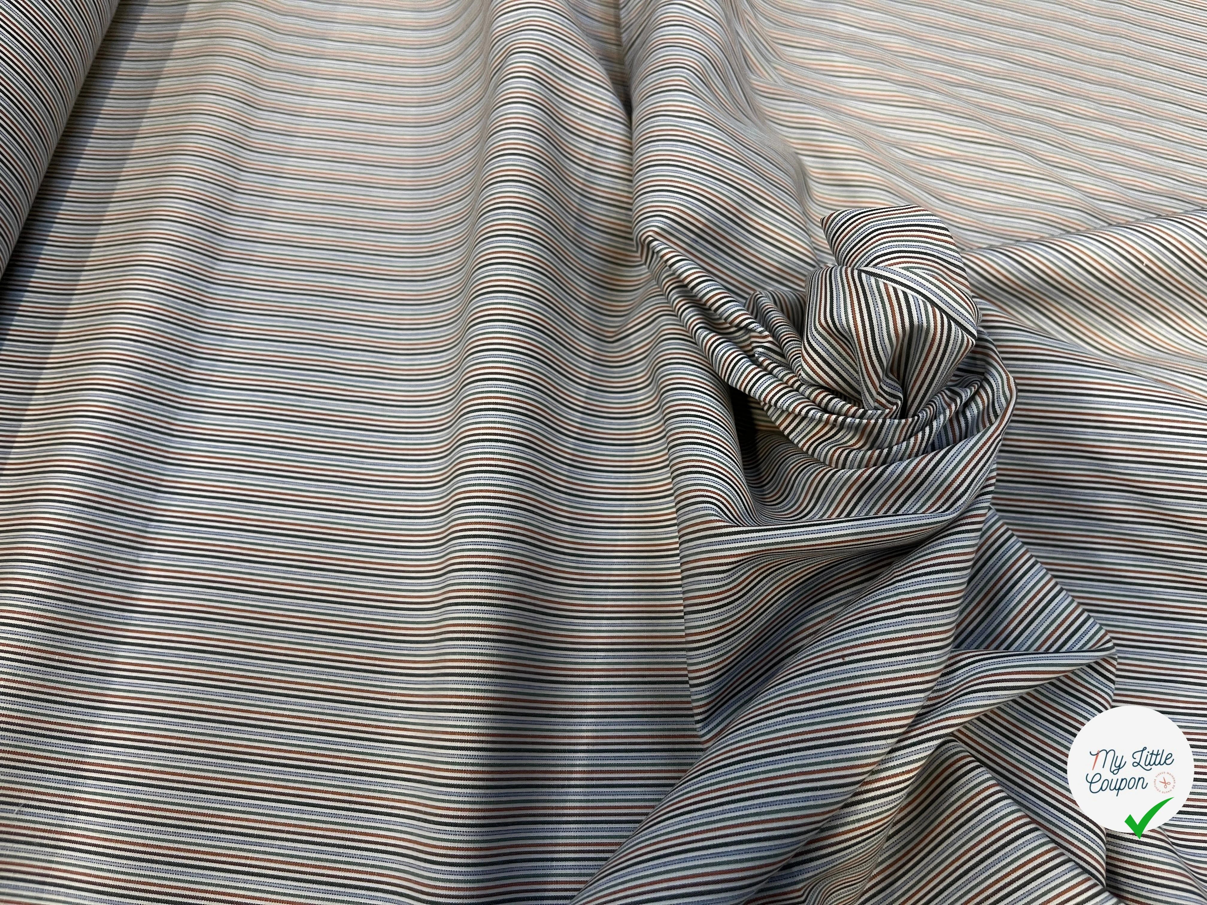 POPELINE DE COTON À MULTIPLES RAYURES PARALLÈLES À LA LISIÈRE - My Little Coupon