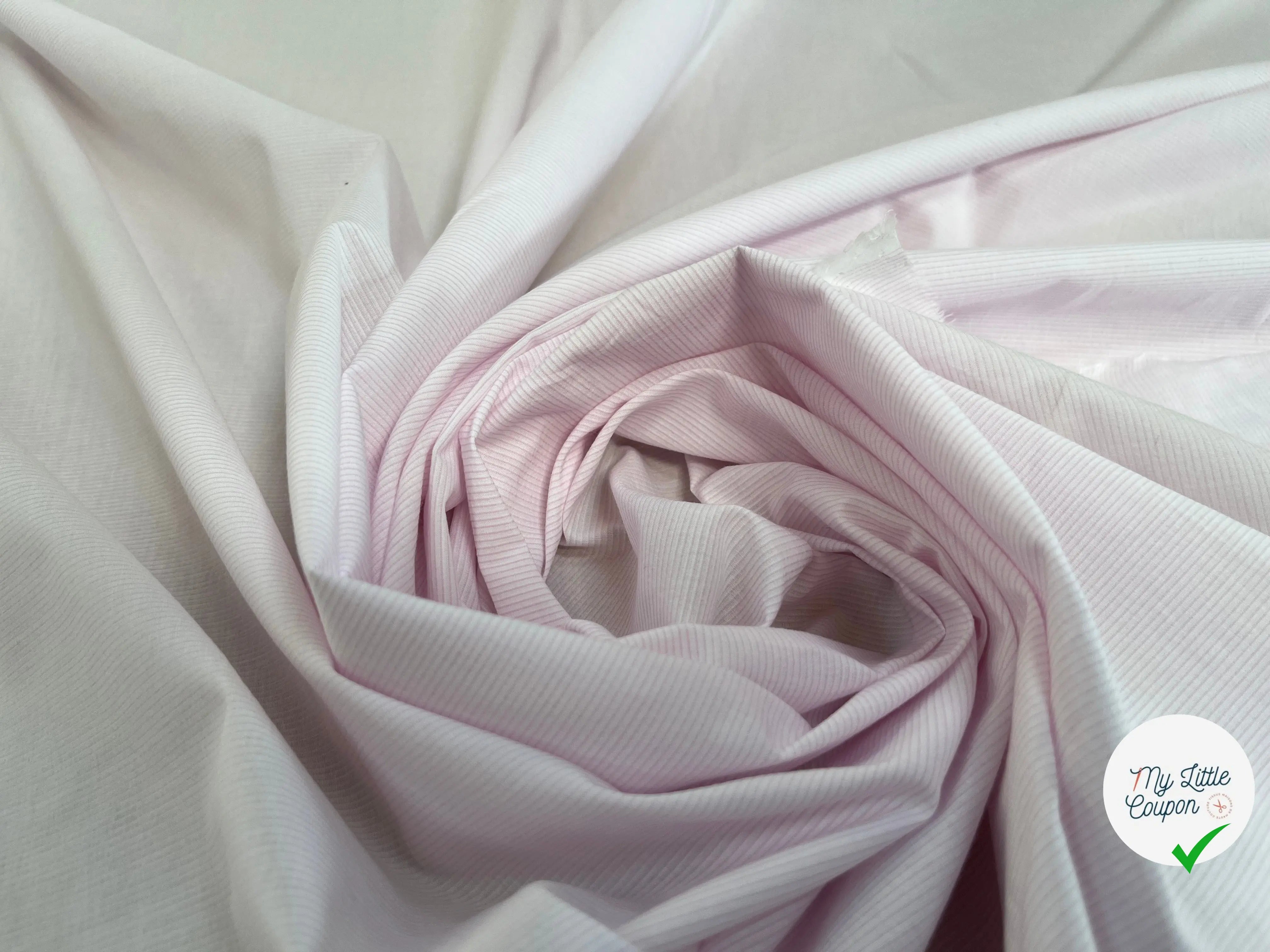 POPELINE DE COTON À RAYURE FINE ROSE CLAIR - My Little Coupon