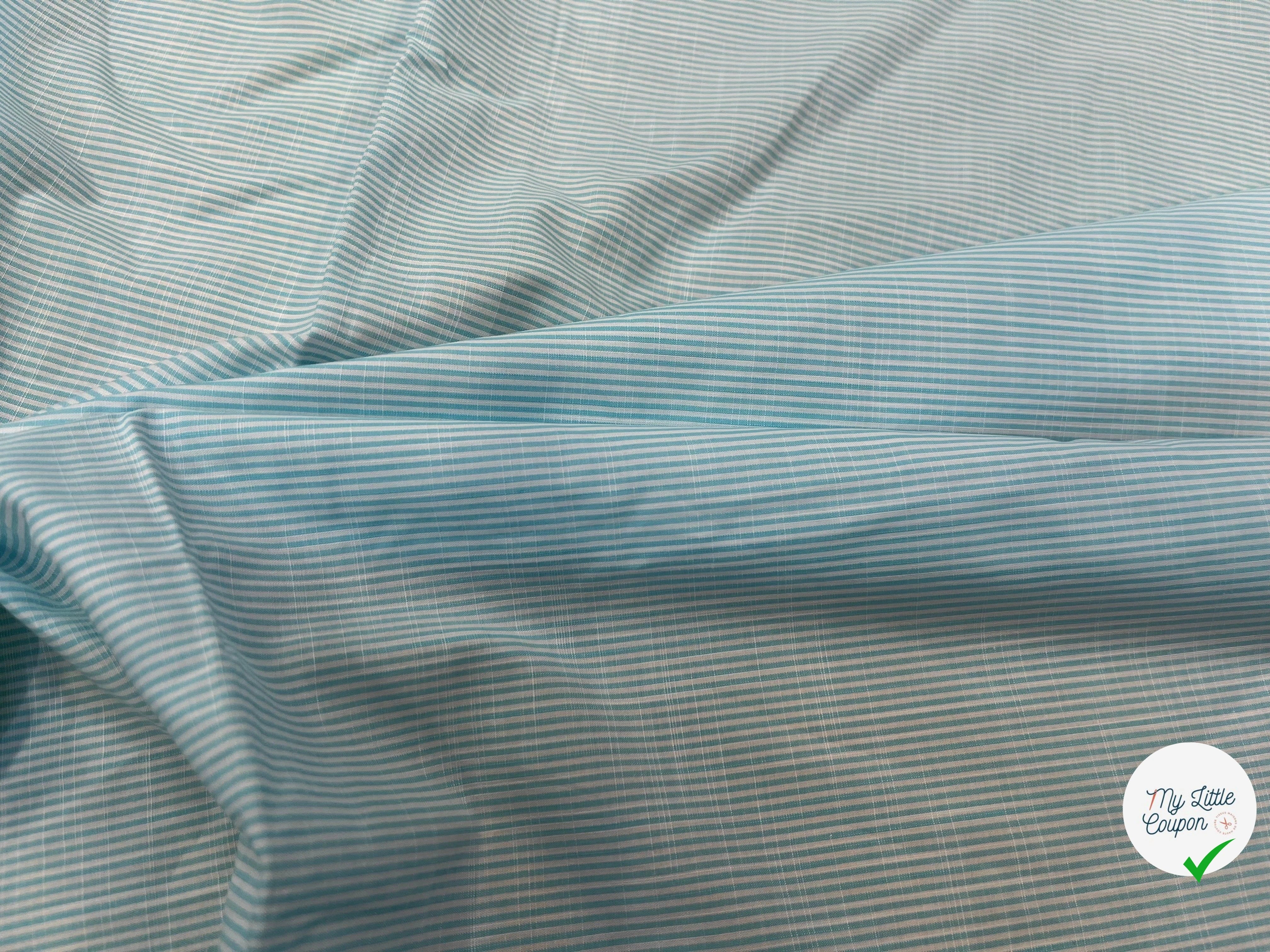POPELINE DE COTON À RAYURES BLEU BLANC 146CM - My Little Coupon