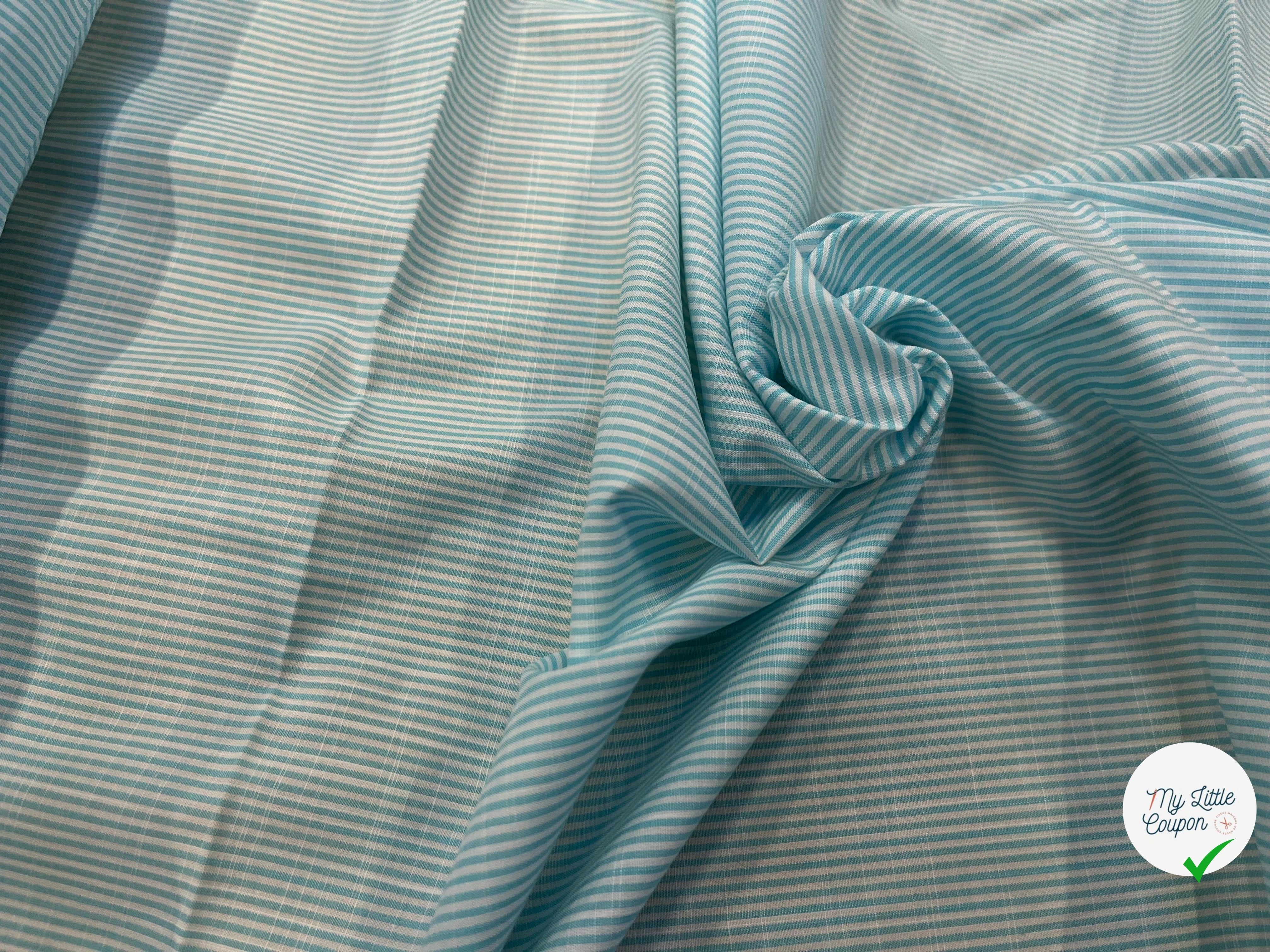 POPELINE DE COTON À RAYURES BLEU BLANC 146CM - My Little Coupon