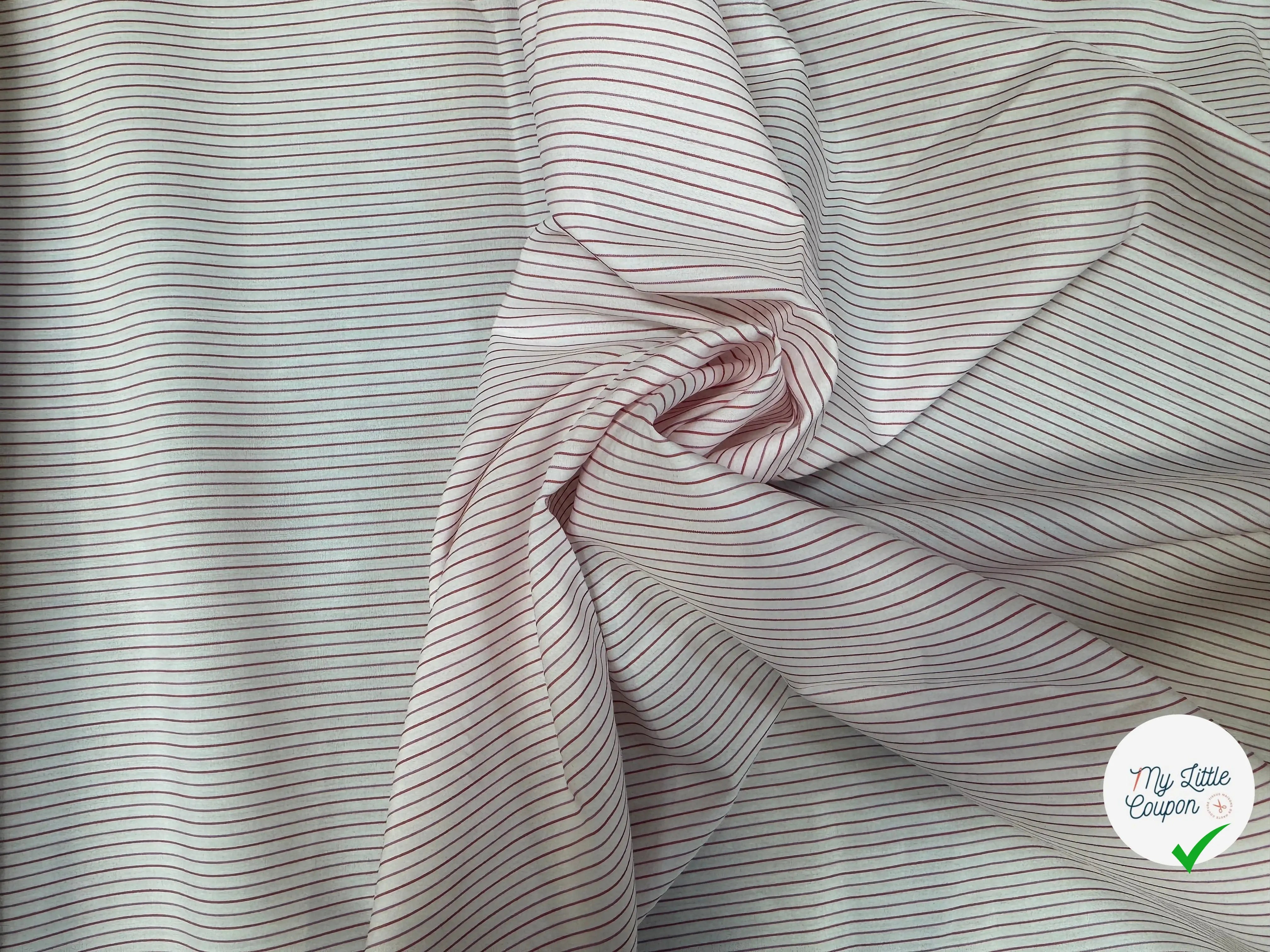 POPELINE DE COTON A RAYURES ROUGE ET ROSE - My Little Coupon