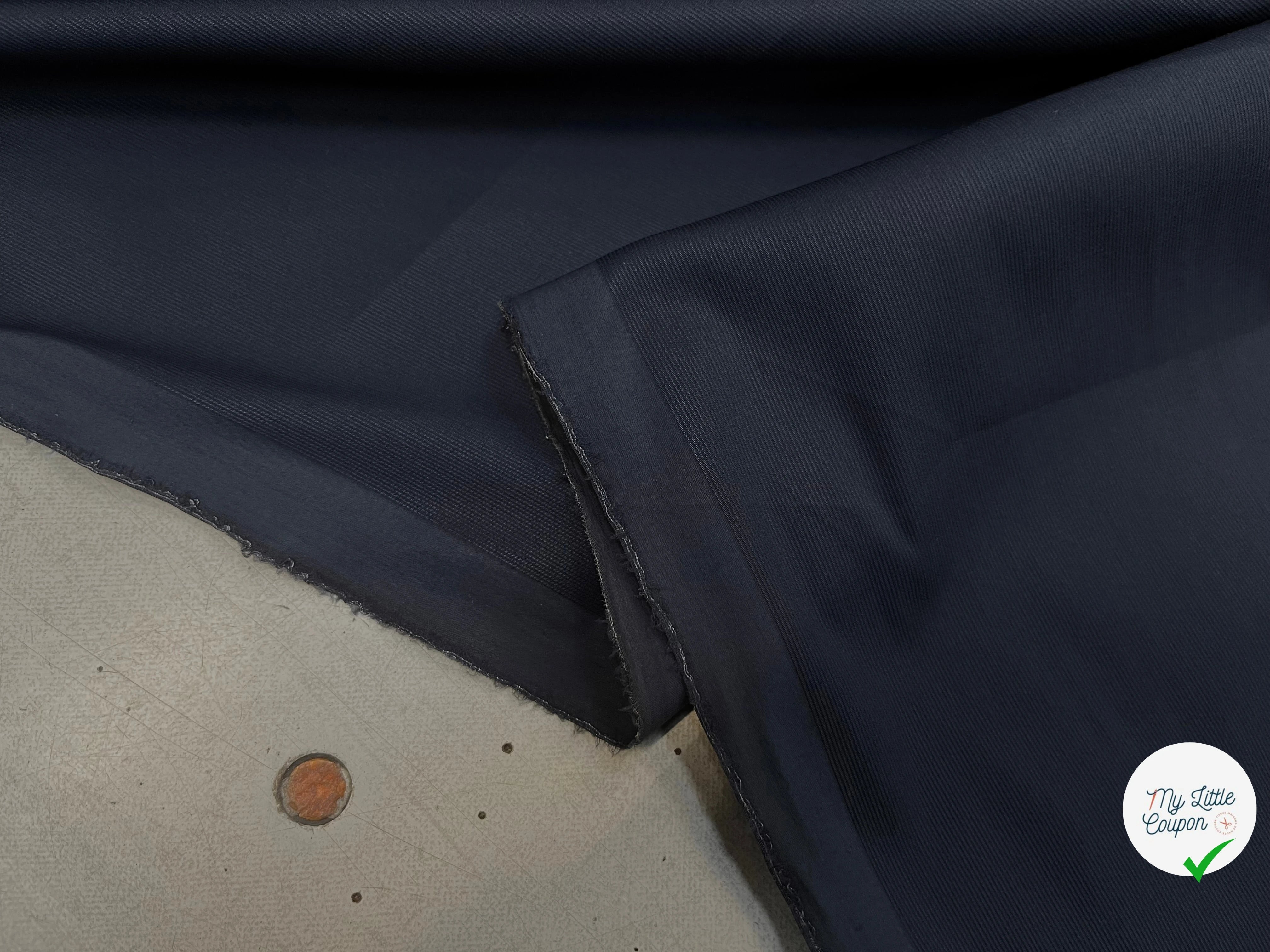 POPELINE DE COTON ALBINI MARINE FLUIDE FINE RAYURES - My Little Coupon