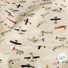 POPELINE DE COTON AVIONS FOND BLANC CASSÉ - My Little Coupon