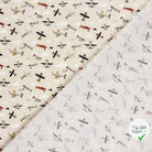 POPELINE DE COTON AVIONS FOND BLANC CASSÉ - My Little Coupon