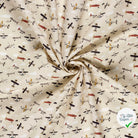 POPELINE DE COTON AVIONS FOND BLANC CASSÉ - My Little Coupon