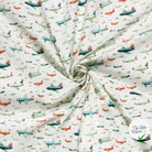 POPELINE DE COTON AVIONS FOND BLANC - My Little Coupon