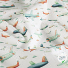 POPELINE DE COTON AVIONS FOND BLANC - My Little Coupon