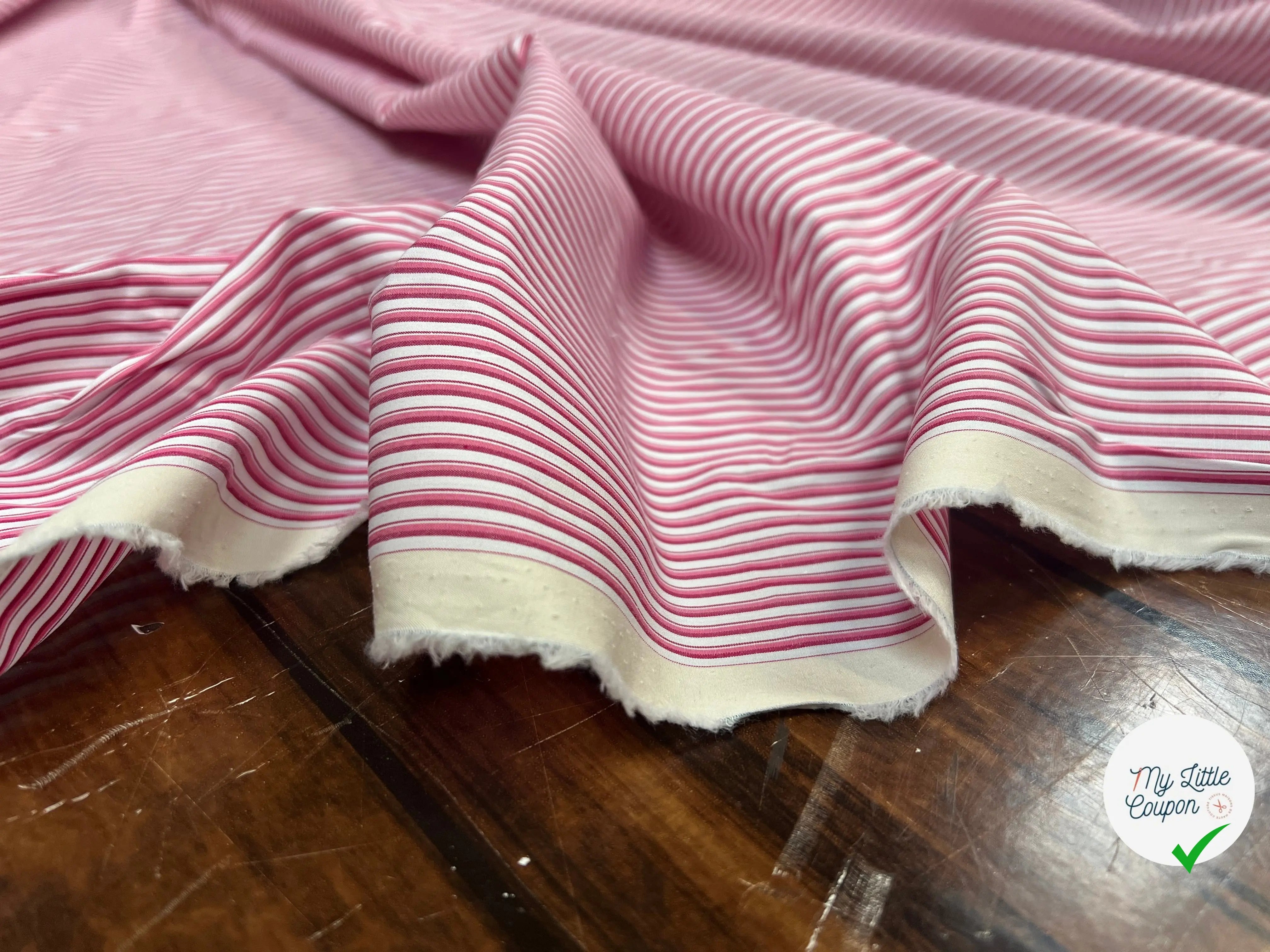 POPELINE DE COTON BICOLORE À RAYURES BLEU ET ROSE - My Little Coupon