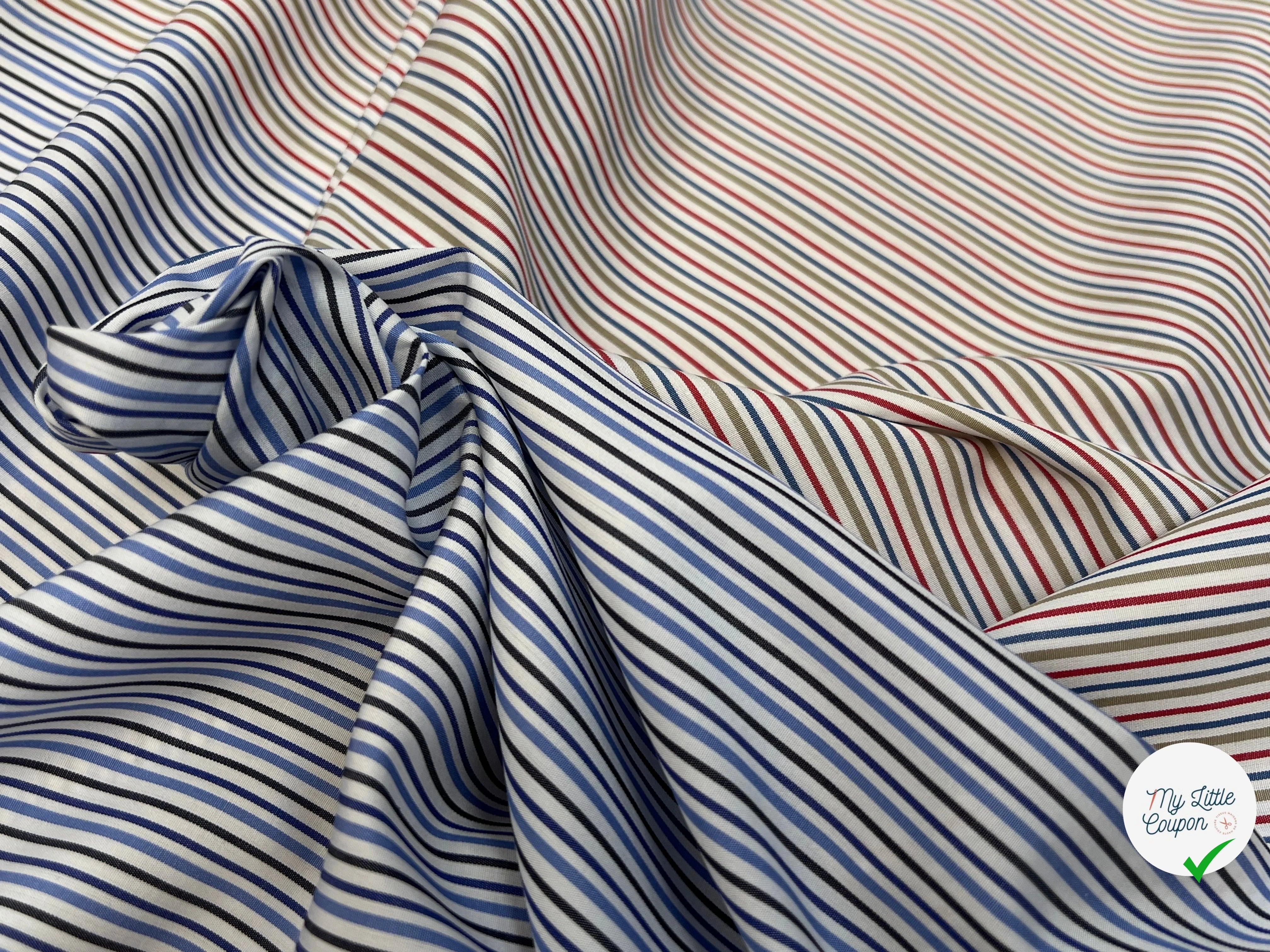 POPELINE DE COTON BICOLORES À RAYURES - My Little Coupon