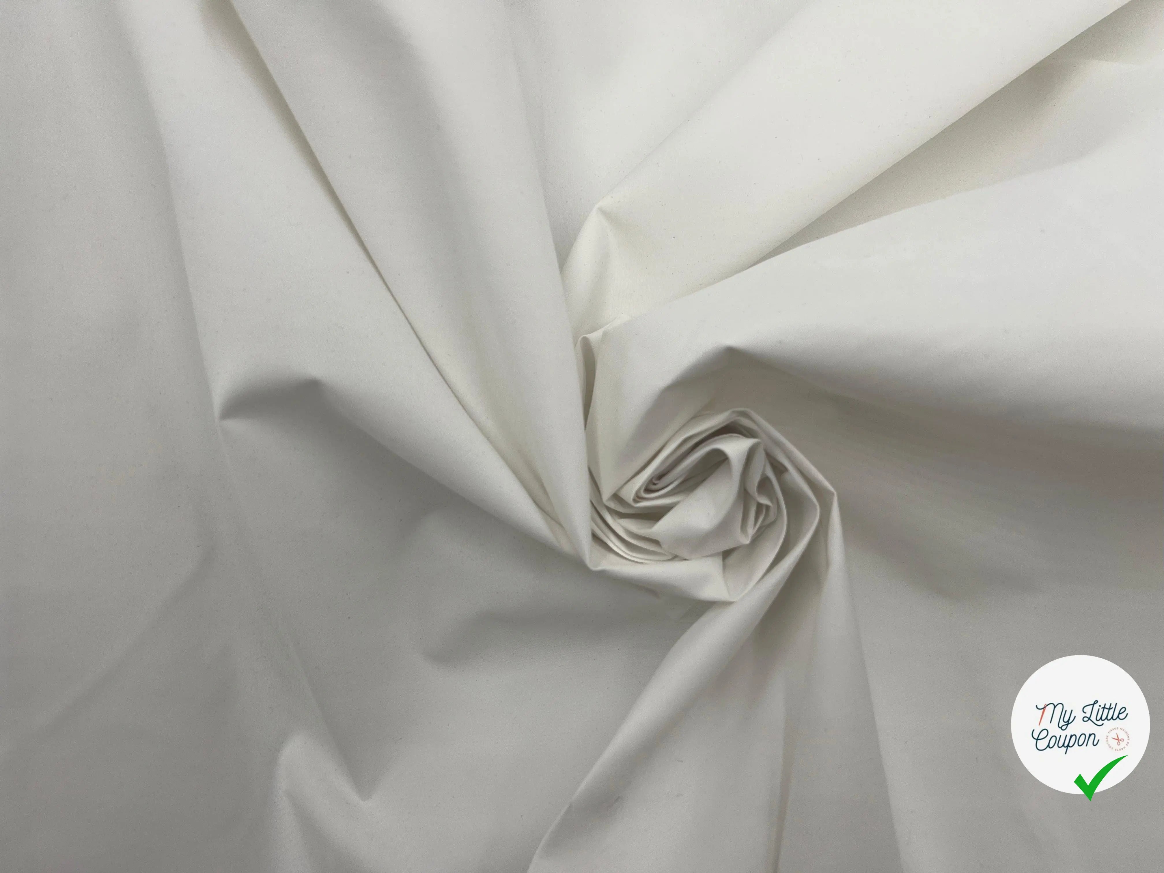 POPELINE DE COTON BLANCHE LÉGÈREMENT ENDUITE - coupon de tissu de 3 mètres - My Little Coupon - tissu - coudre
