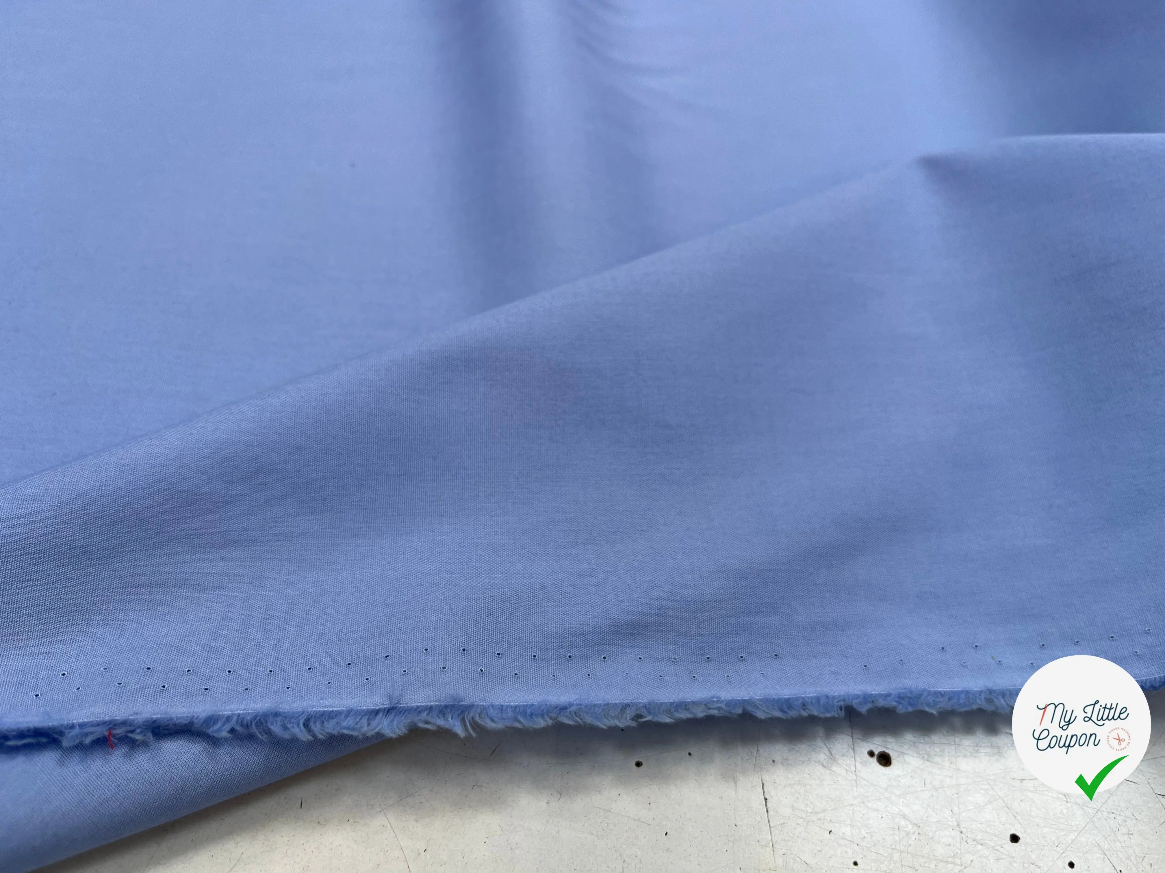 POPELINE DE COTON BLEU GRISÉ UNI - My Little Coupon
