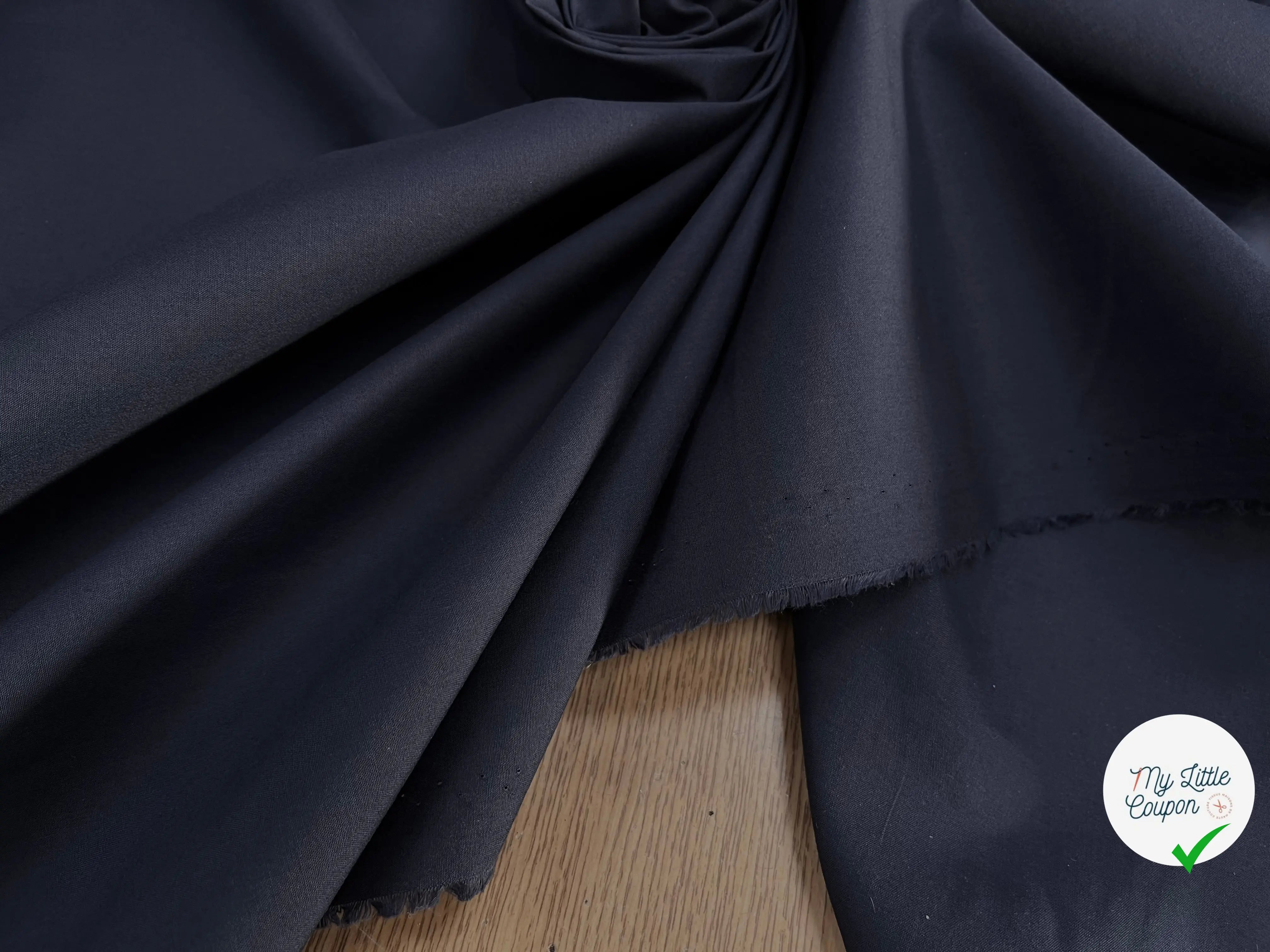 POPELINE DE COTON BLEU MARINE - My Little Coupon