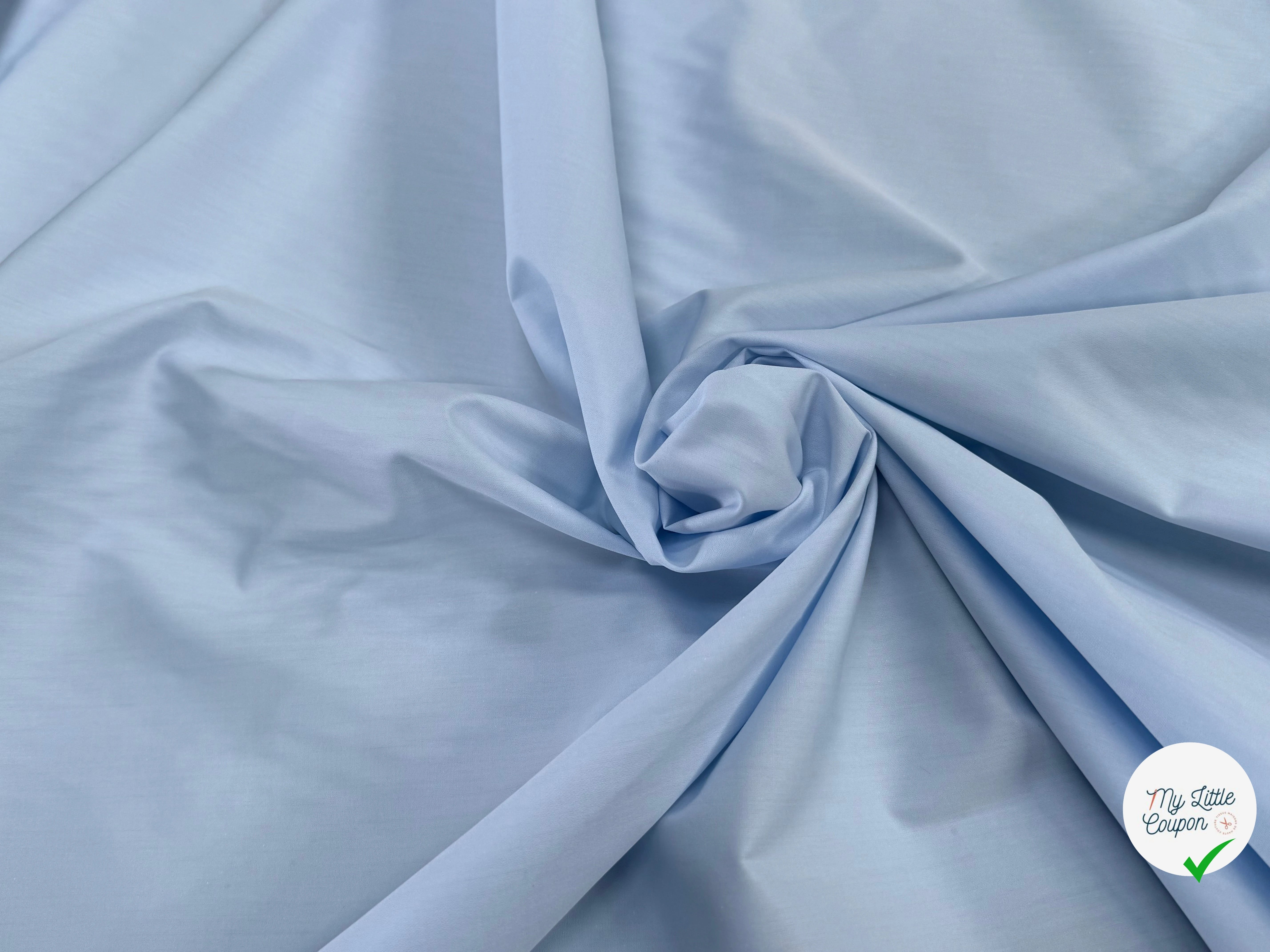 POPELINE DE COTON BLEU PASTEL UNI - My Little Coupon