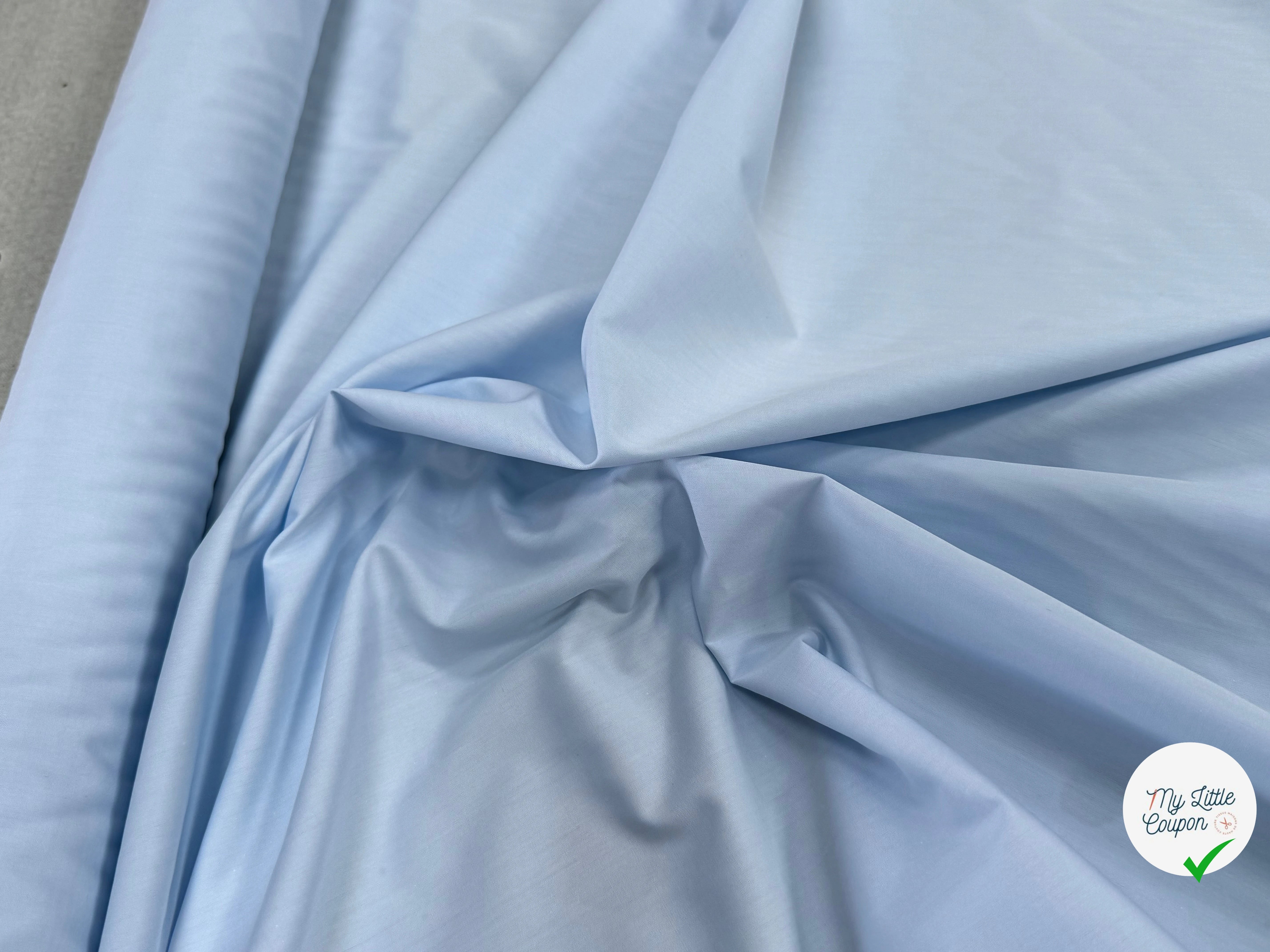 POPELINE DE COTON BLEU PASTEL UNI - My Little Coupon