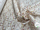 POPELINE DE COTON BOUCLE CEINTURE FLEURIES FOND BEIGE - My Little Coupon