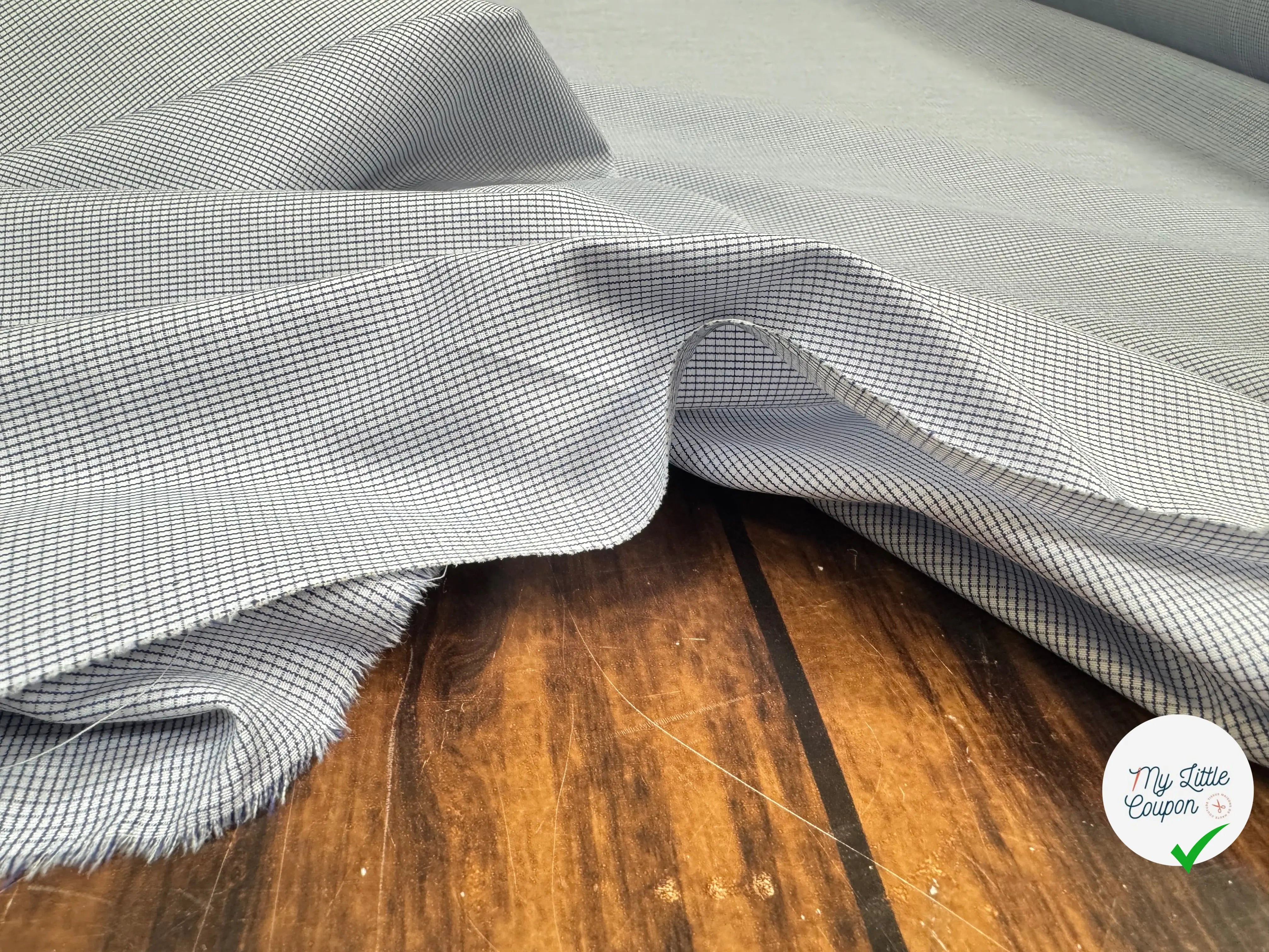 POPELINE DE COTON CARREAUX MARINE - My Little Coupon