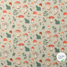 POPELINE DE COTON CHAMPIGNONS VERT - My Little Coupon
