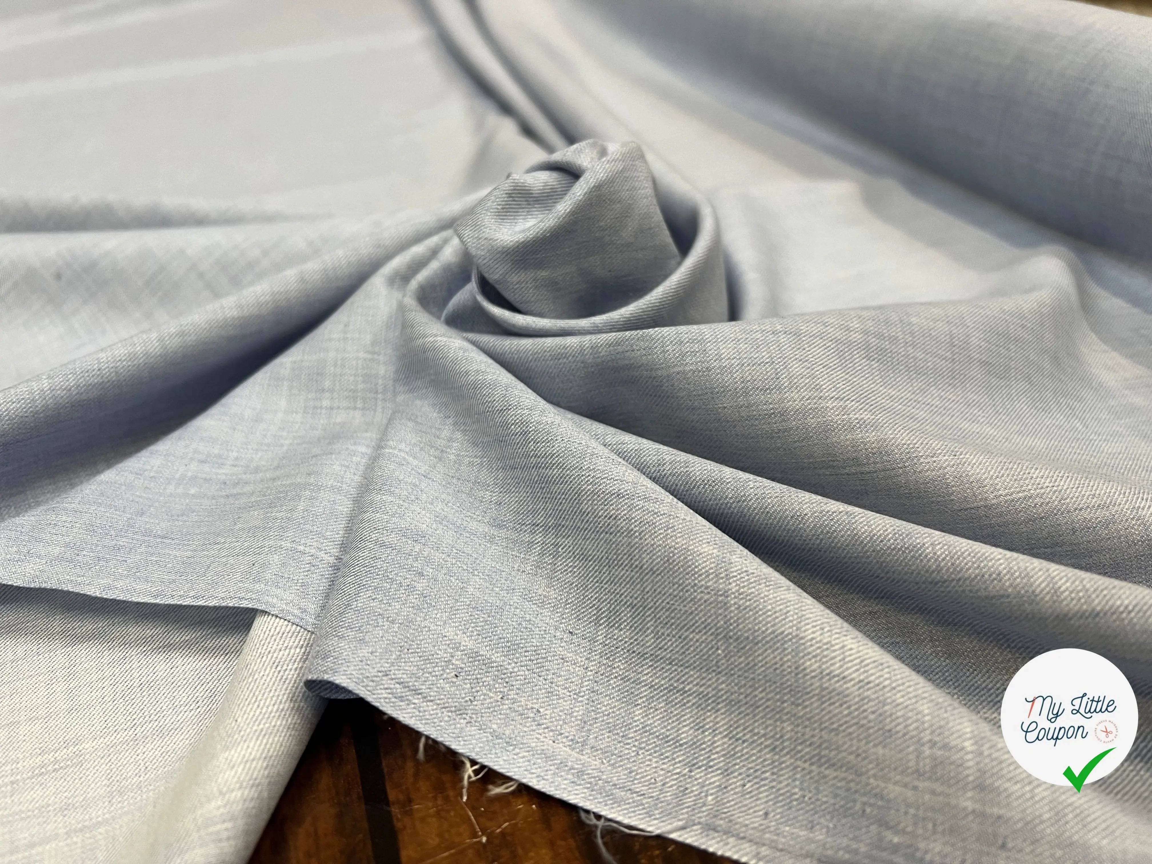 POPELINE DE COTON DUVETEUX BLEU - My Little Coupon