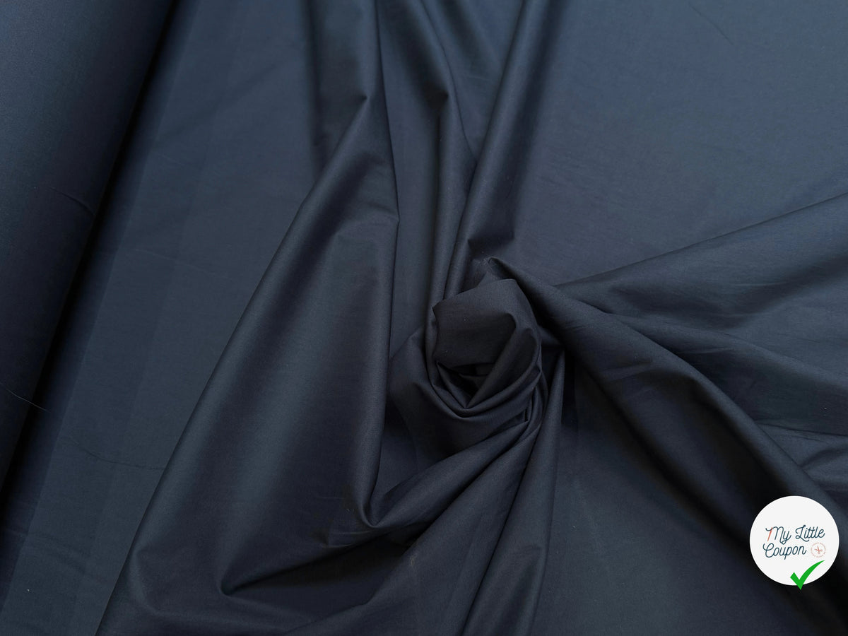 Tissu popeline de coton stretch bleu nuit