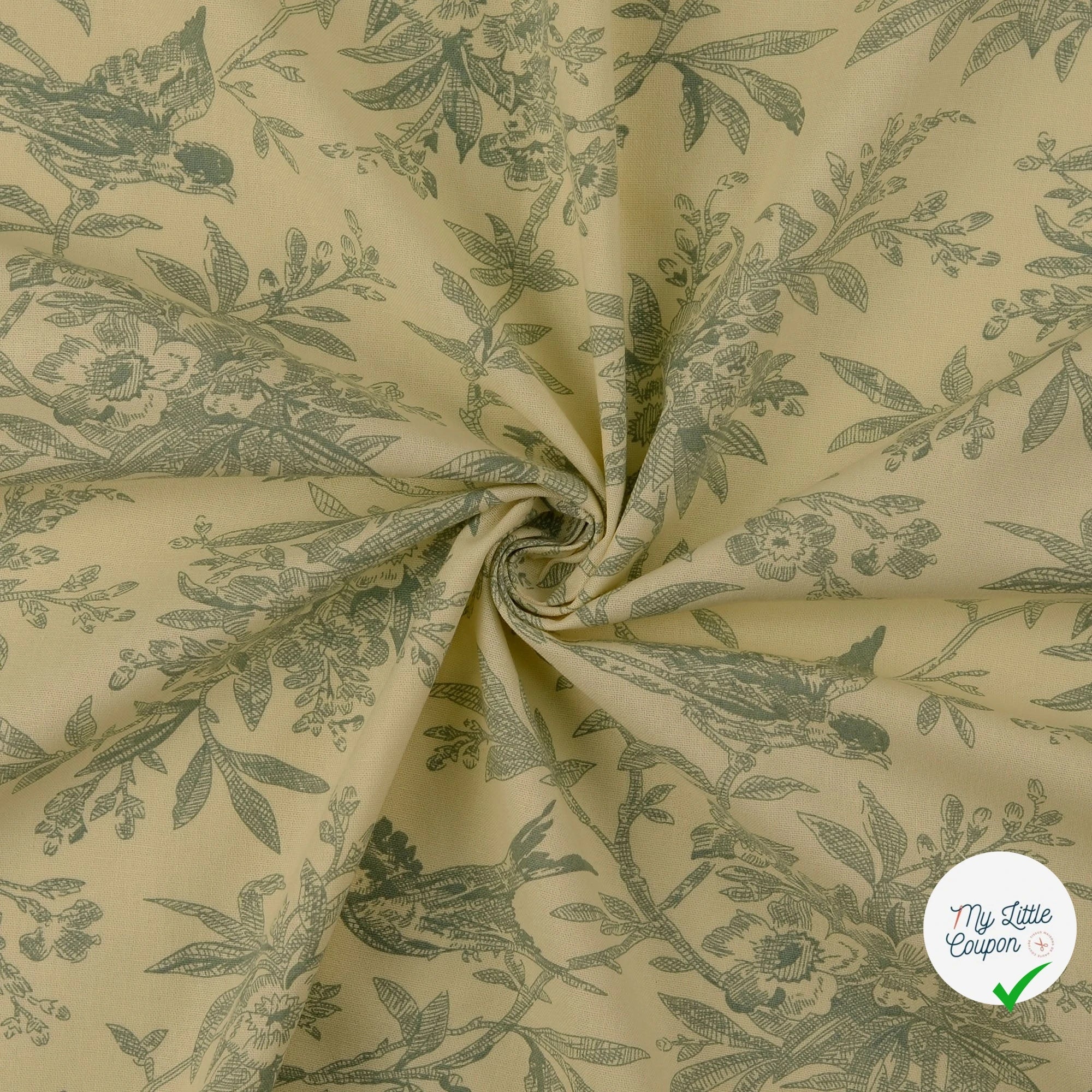 POPELINE DE COTON FEUILLES MENTHE - My Little Coupon