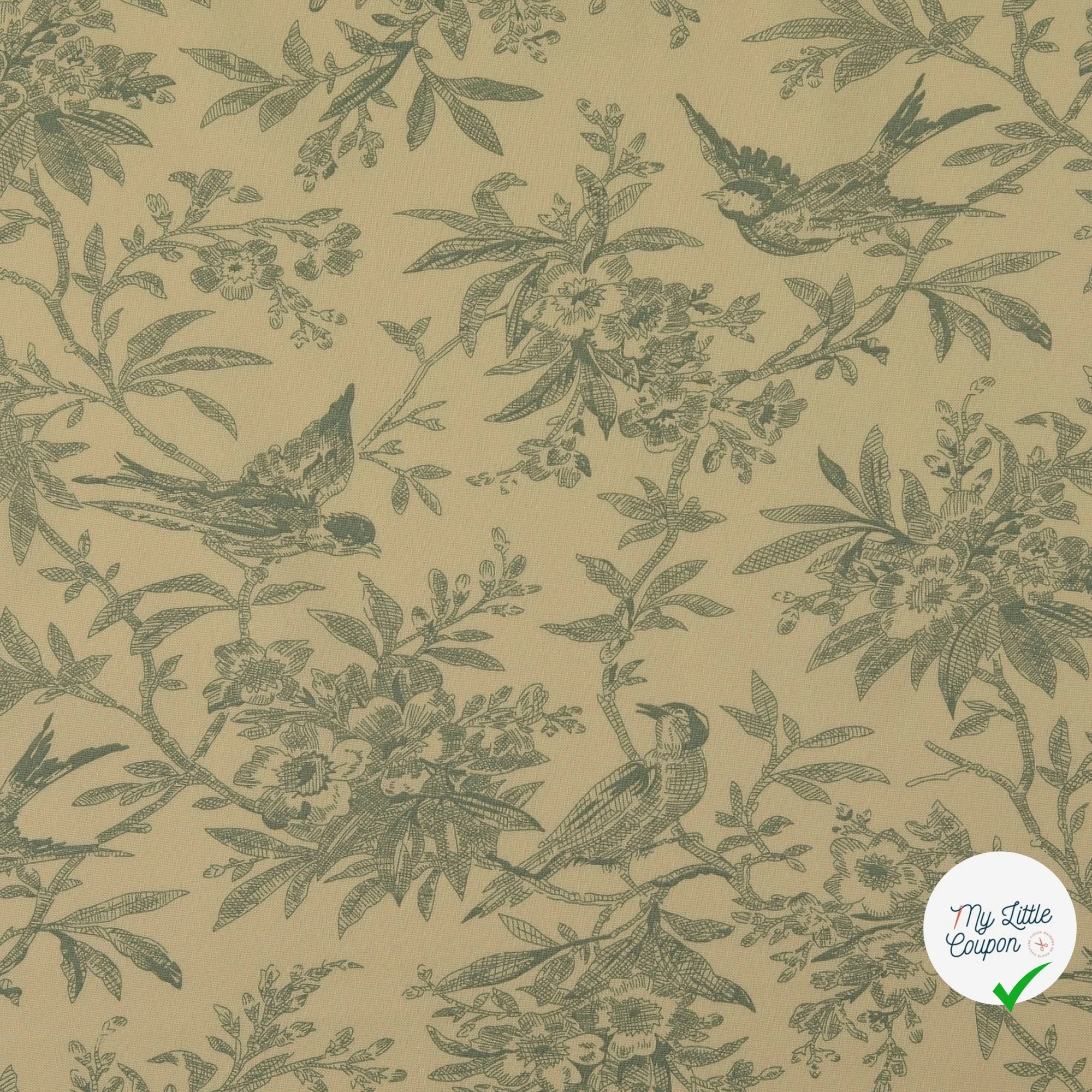 POPELINE DE COTON FEUILLES MENTHE - My Little Coupon