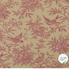 POPELINE DE COTON FEUILLES VIEUX ROSE - My Little Coupon
