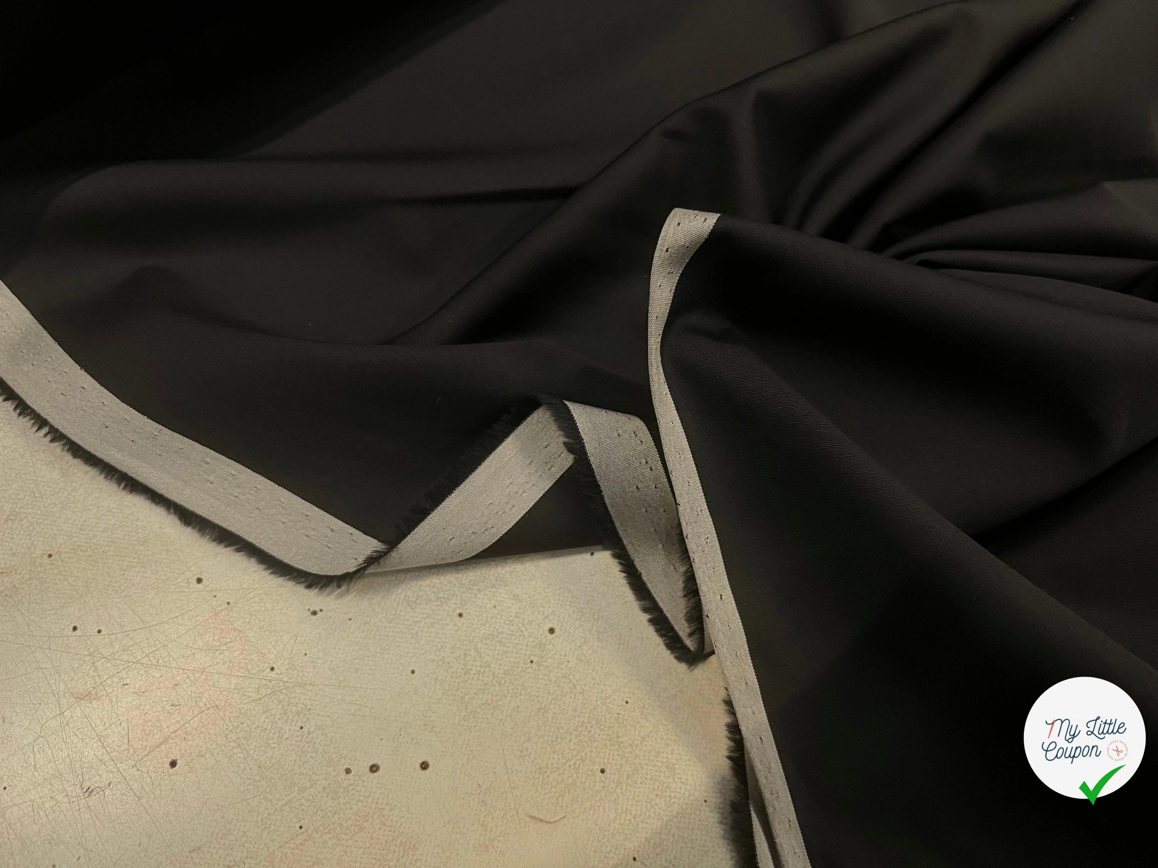 POPELINE DE COTON FINE NOIR MAGNIFIQUE RAYURE BLANCHE SUR LES LISIÈRES - My Little Coupon