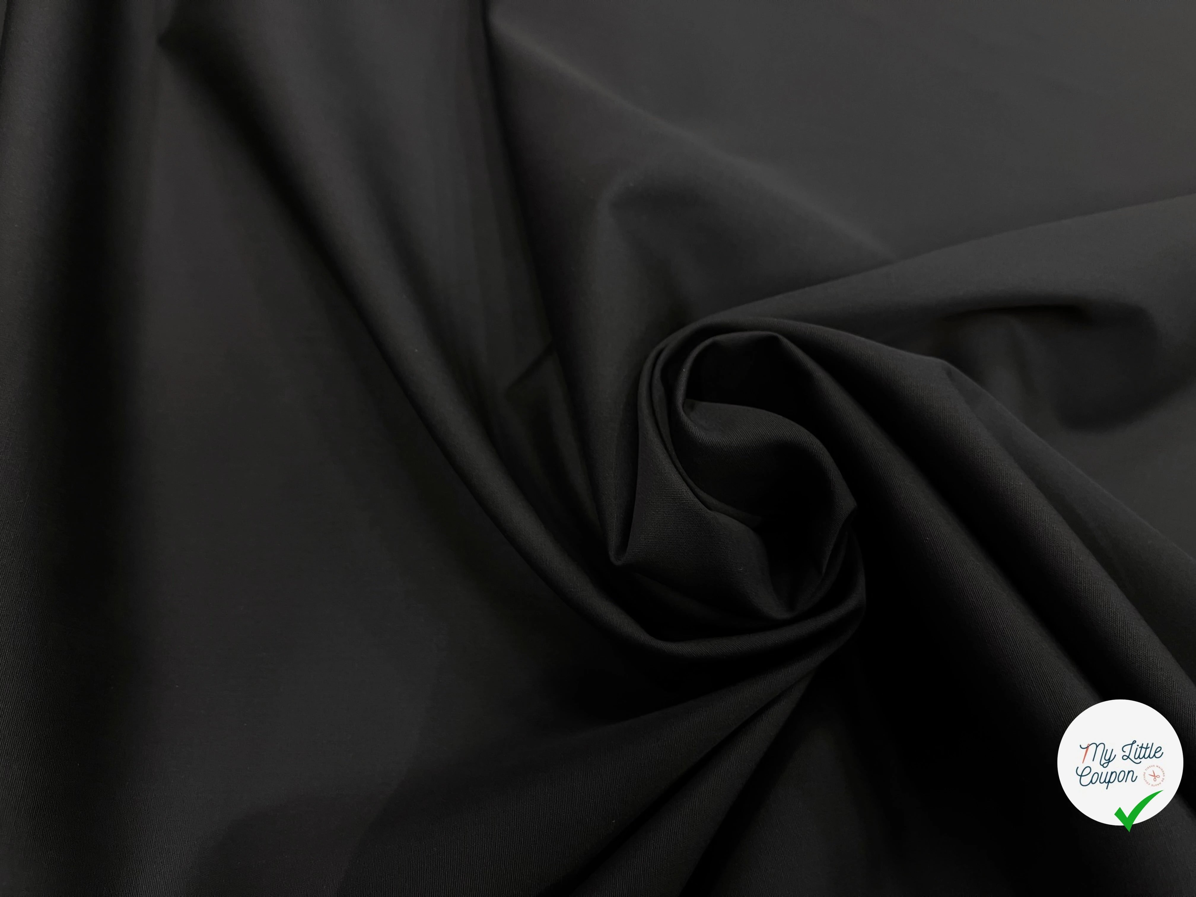 POPELINE DE COTON FINE NOIR MAGNIFIQUE RAYURE BLANCHE SUR LES LISIÈRES - My Little Coupon