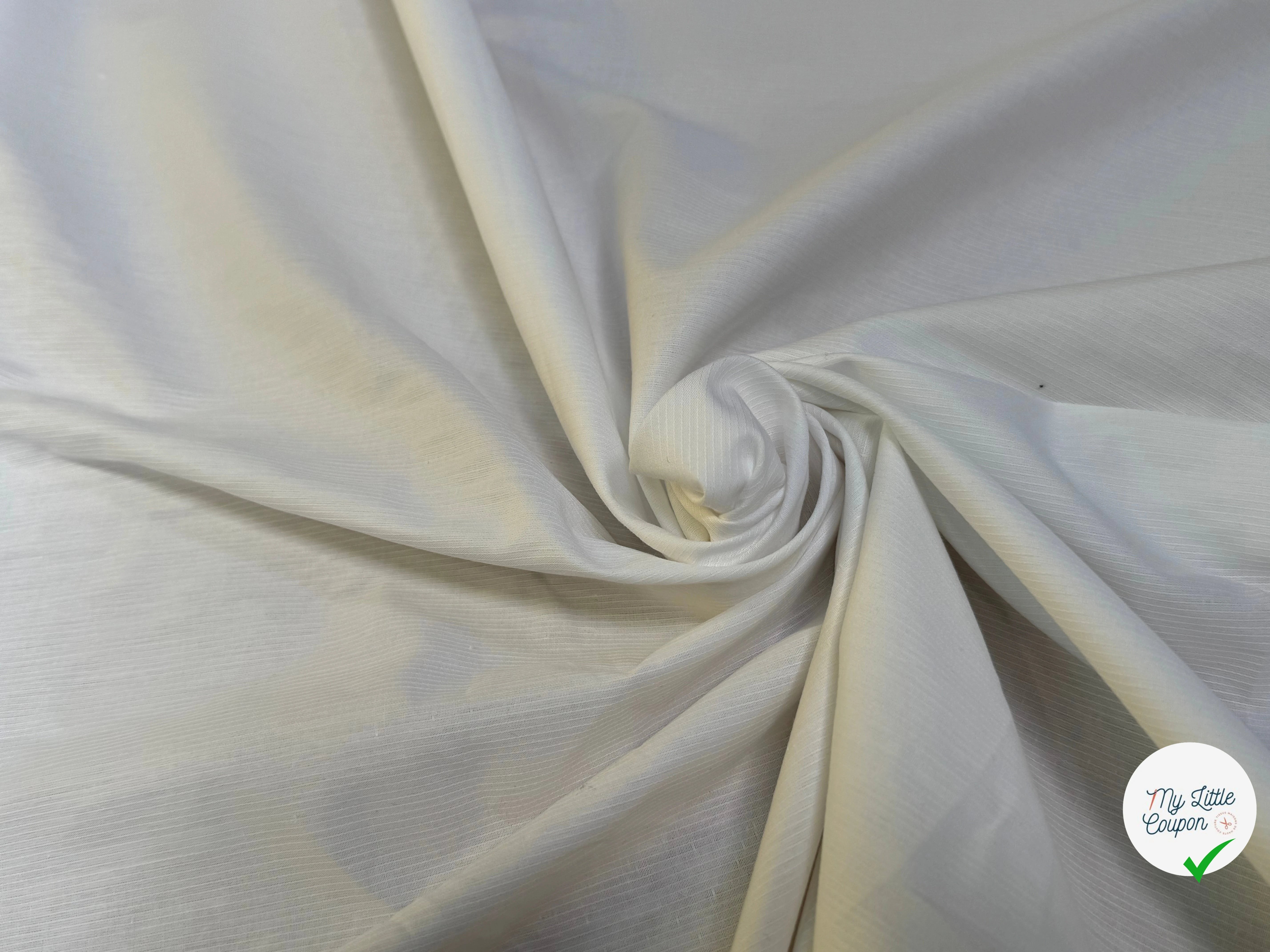 POPELINE DE COTON FINE RAYURES À FILS BLANC - My Little Coupon