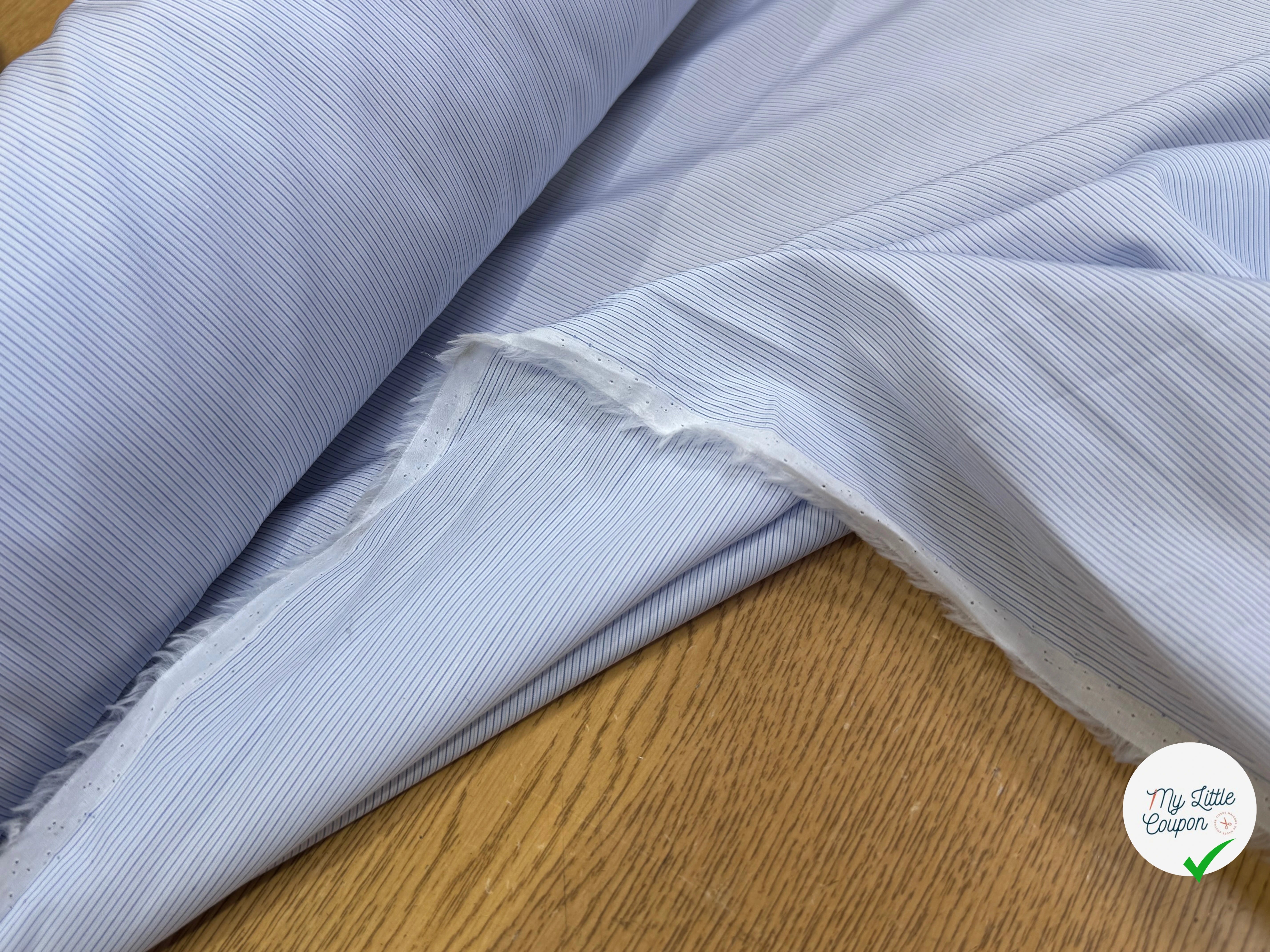 POPELINE DE COTON FINE RAYURES BLEUES QUALITÉ COUTURE - My Little Coupon