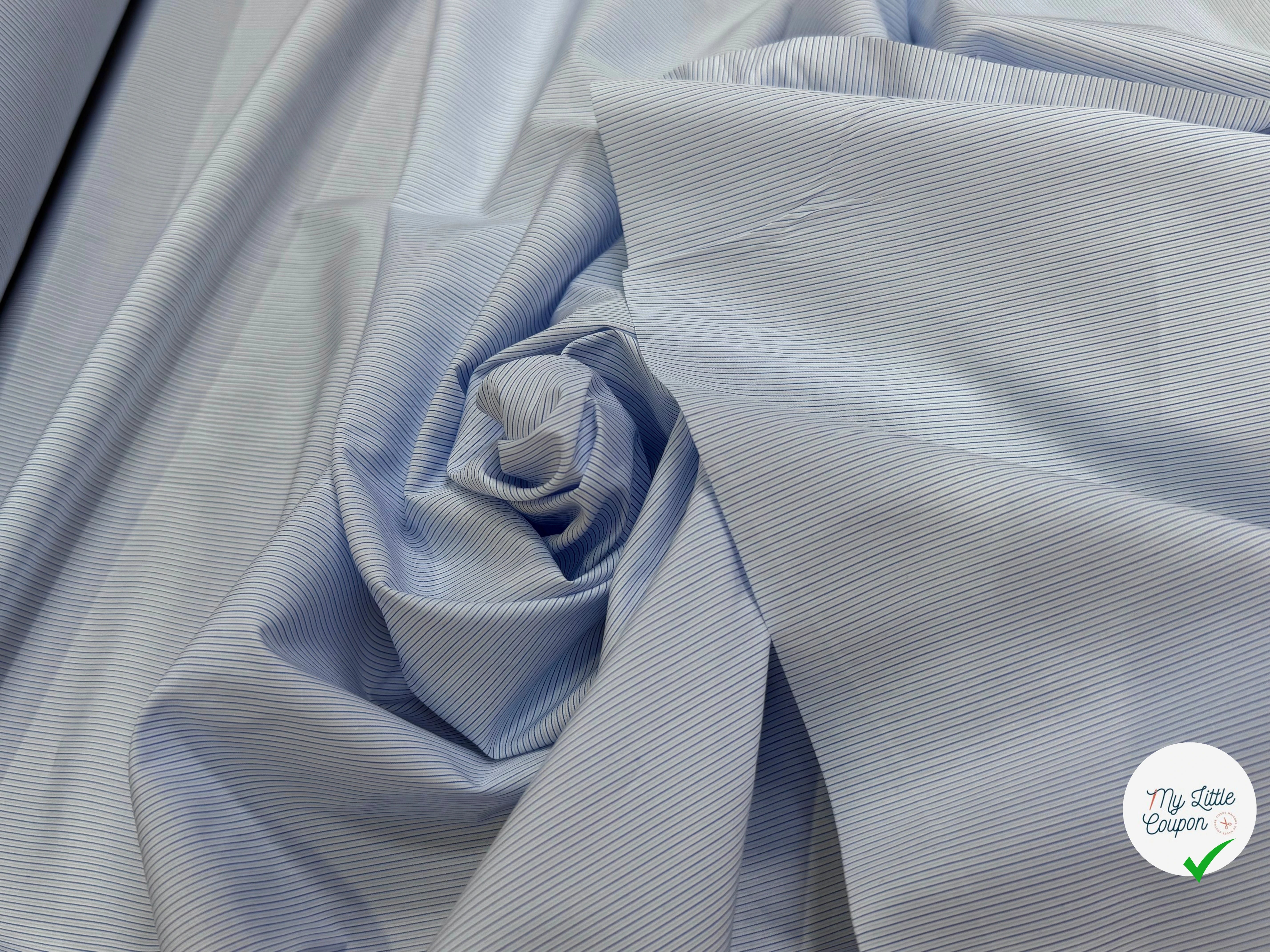 POPELINE DE COTON FINE RAYURES BLEUES QUALITÉ COUTURE - My Little Coupon