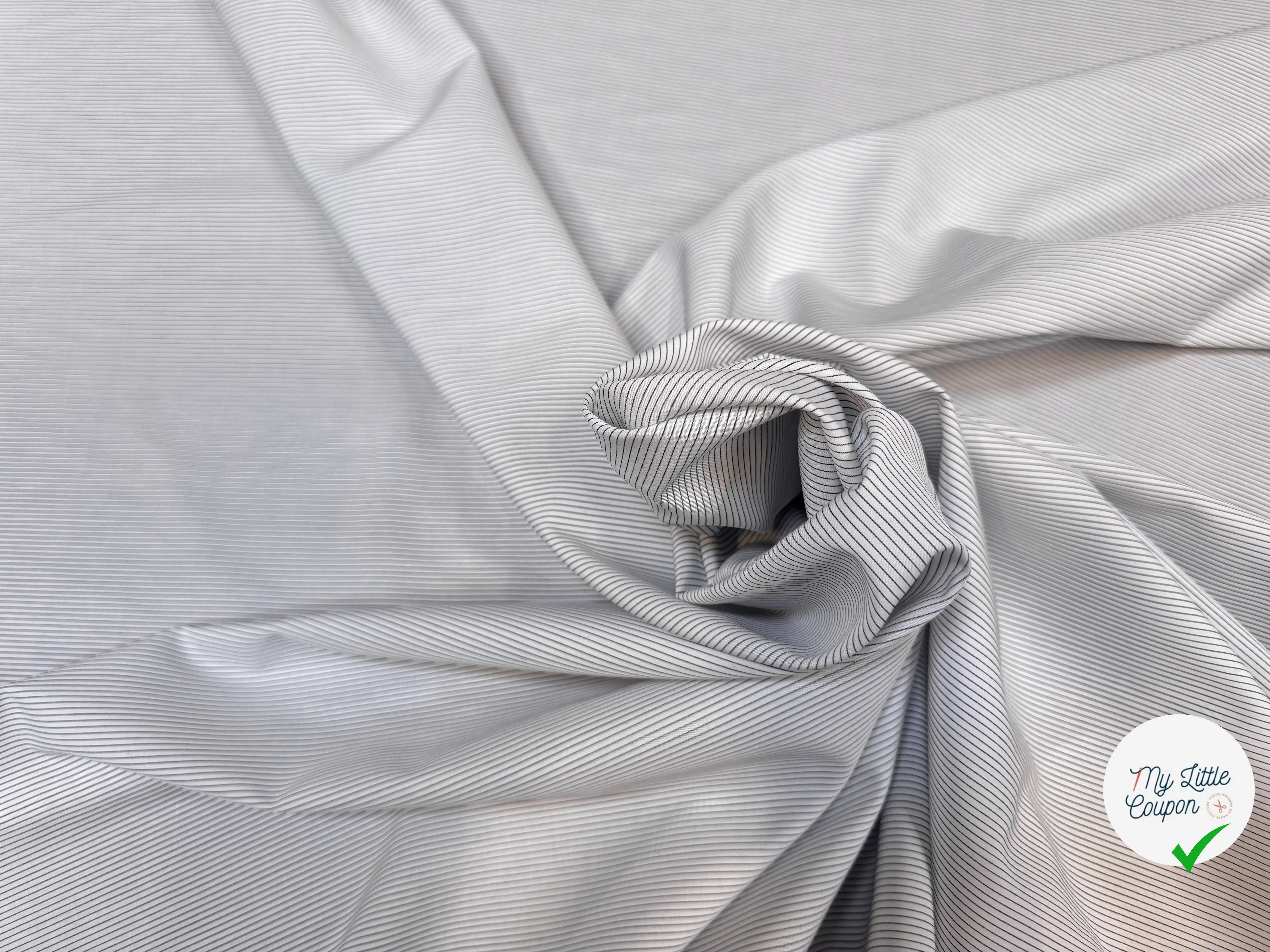 POPELINE DE COTON FINES RAYURES BLEU ET MARRON - My Little Coupon