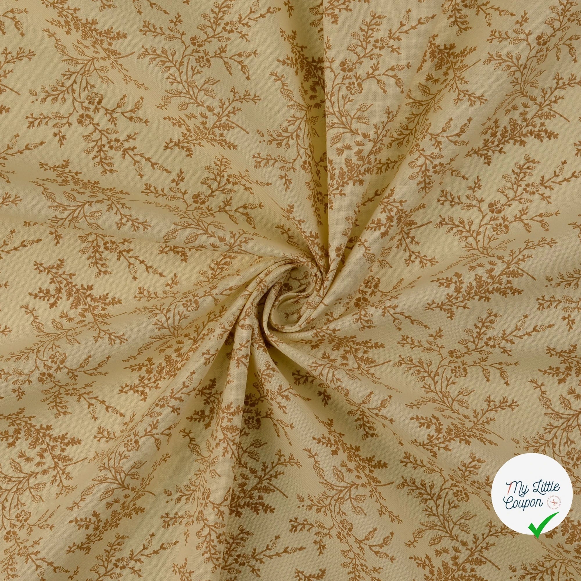 POPELINE DE COTON FLEURS BEIGE - My Little Coupon