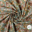 POPELINE DE COTON FLEURS FOND MENTHE - My Little Coupon
