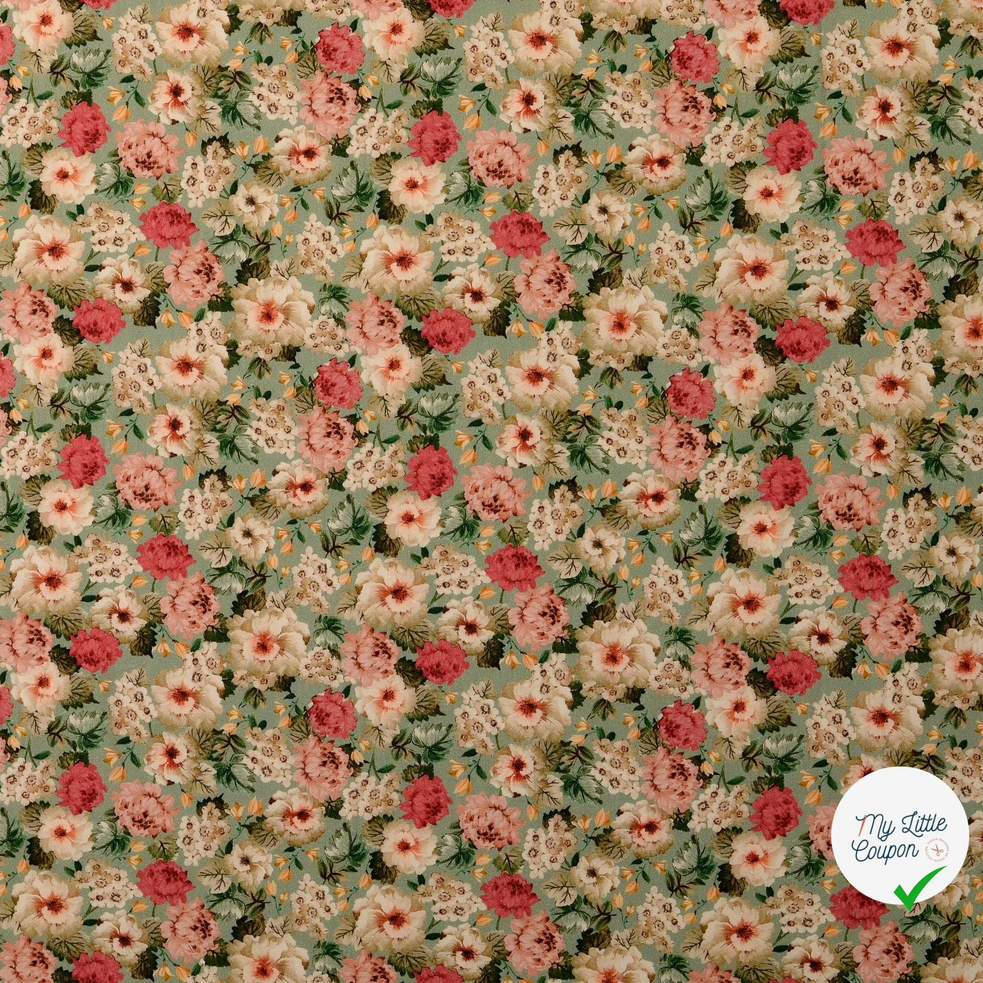 POPELINE DE COTON FLEURS GRIS - My Little Coupon