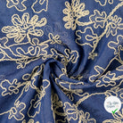 POPELINE DE COTON FLEURS INDIGO - My Little Coupon