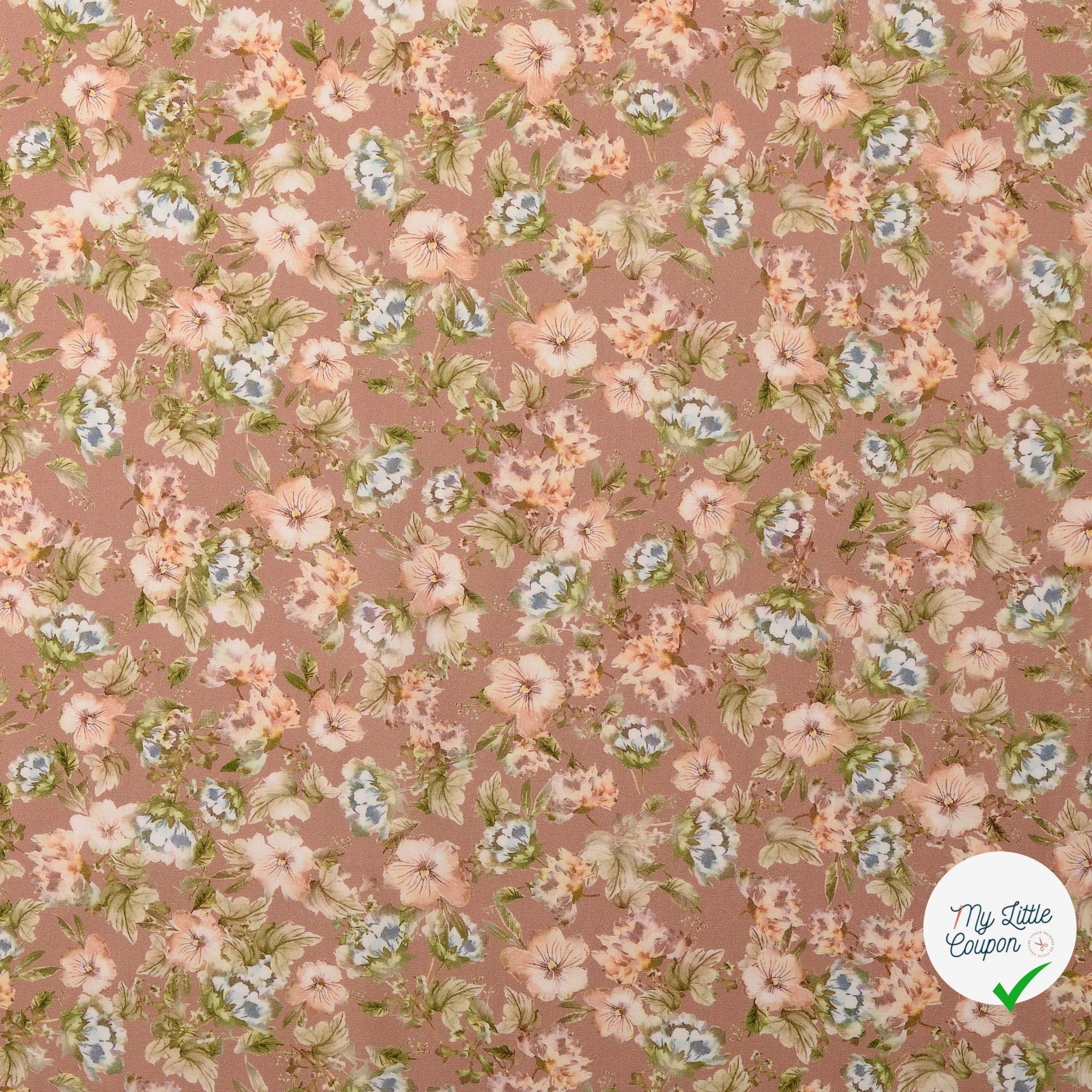 POPELINE DE COTON FLEURS MARRON - My Little Coupon