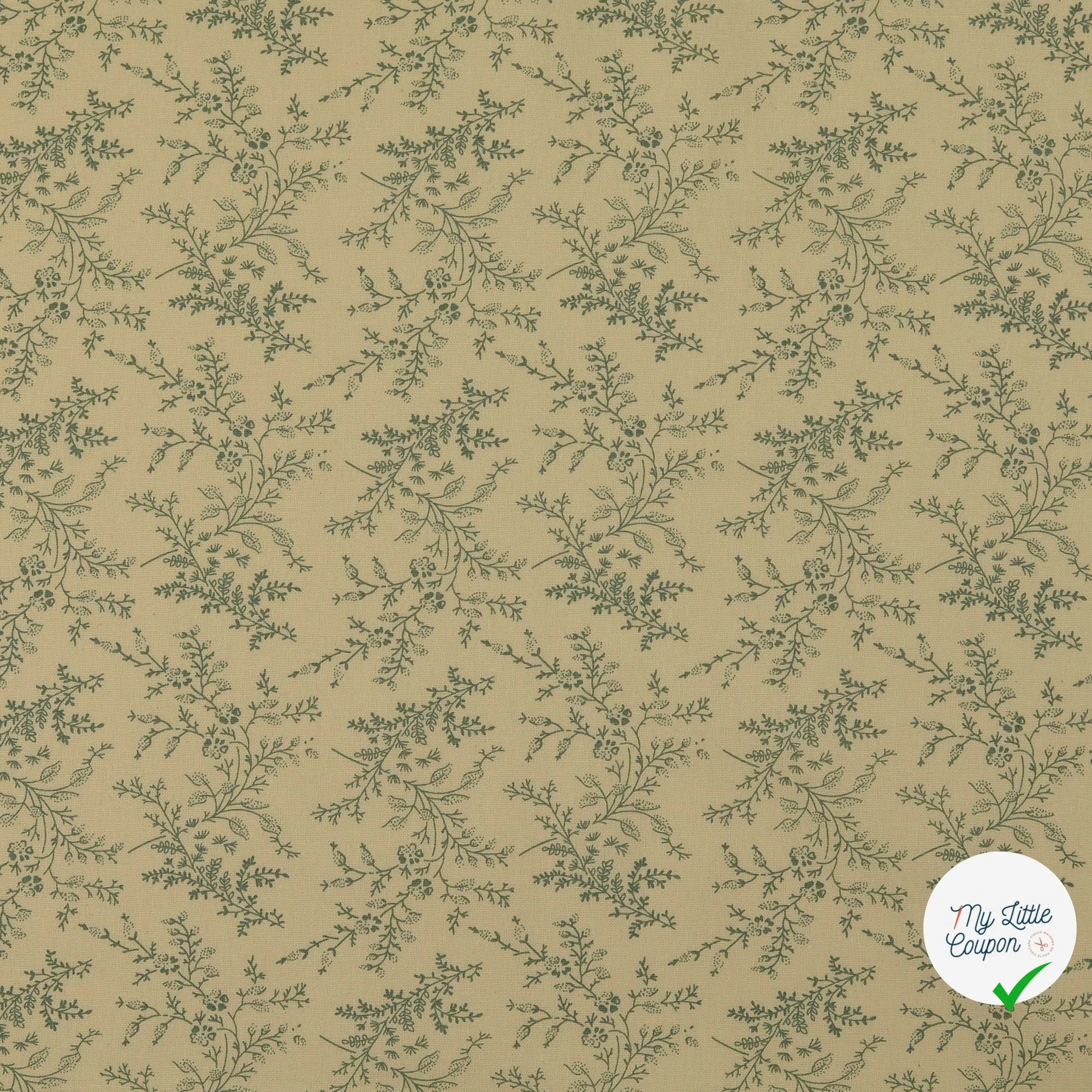 POPELINE DE COTON FLEURS MENTHE - My Little Coupon