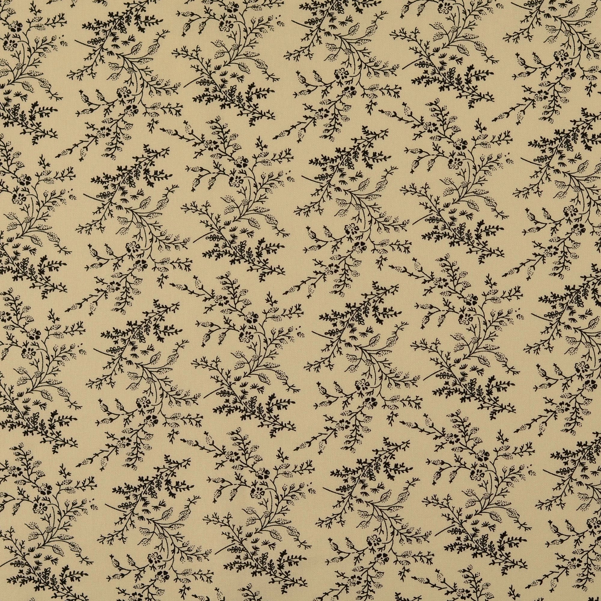 POPELINE DE COTON FLEURS NOIR - My Little Coupon
