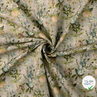 POPELINE DE COTON FLEURS VERT-GRIS - My Little Coupon