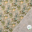 POPELINE DE COTON FLEURS VERT-GRIS - My Little Coupon
