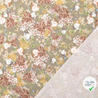 POPELINE DE COTON FLEURS VERT OLIVE - My Little Coupon